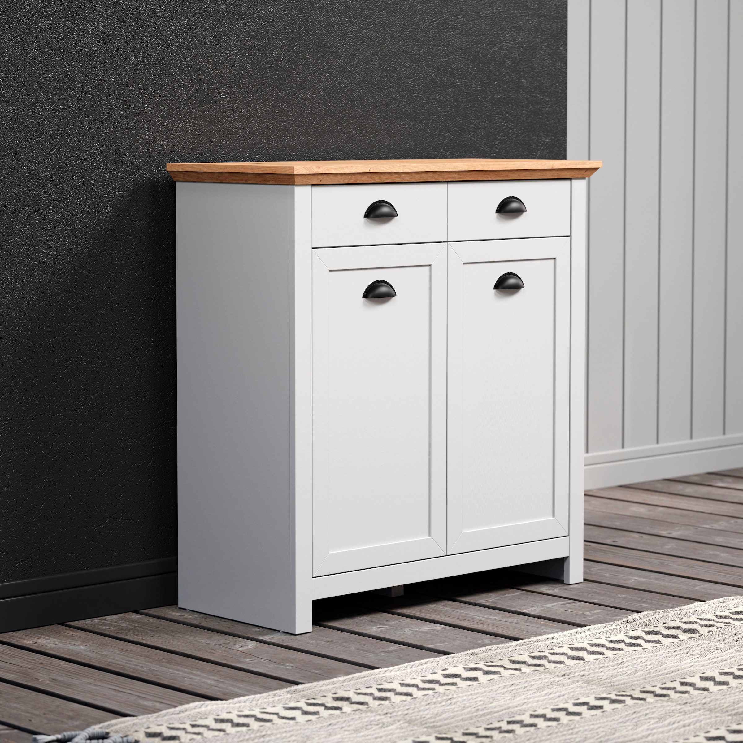 Home affaire Kommode »Herzwill«, im Landhausstil mit Muschelgriffen, B/H/T ca.: 91/95/41 cm