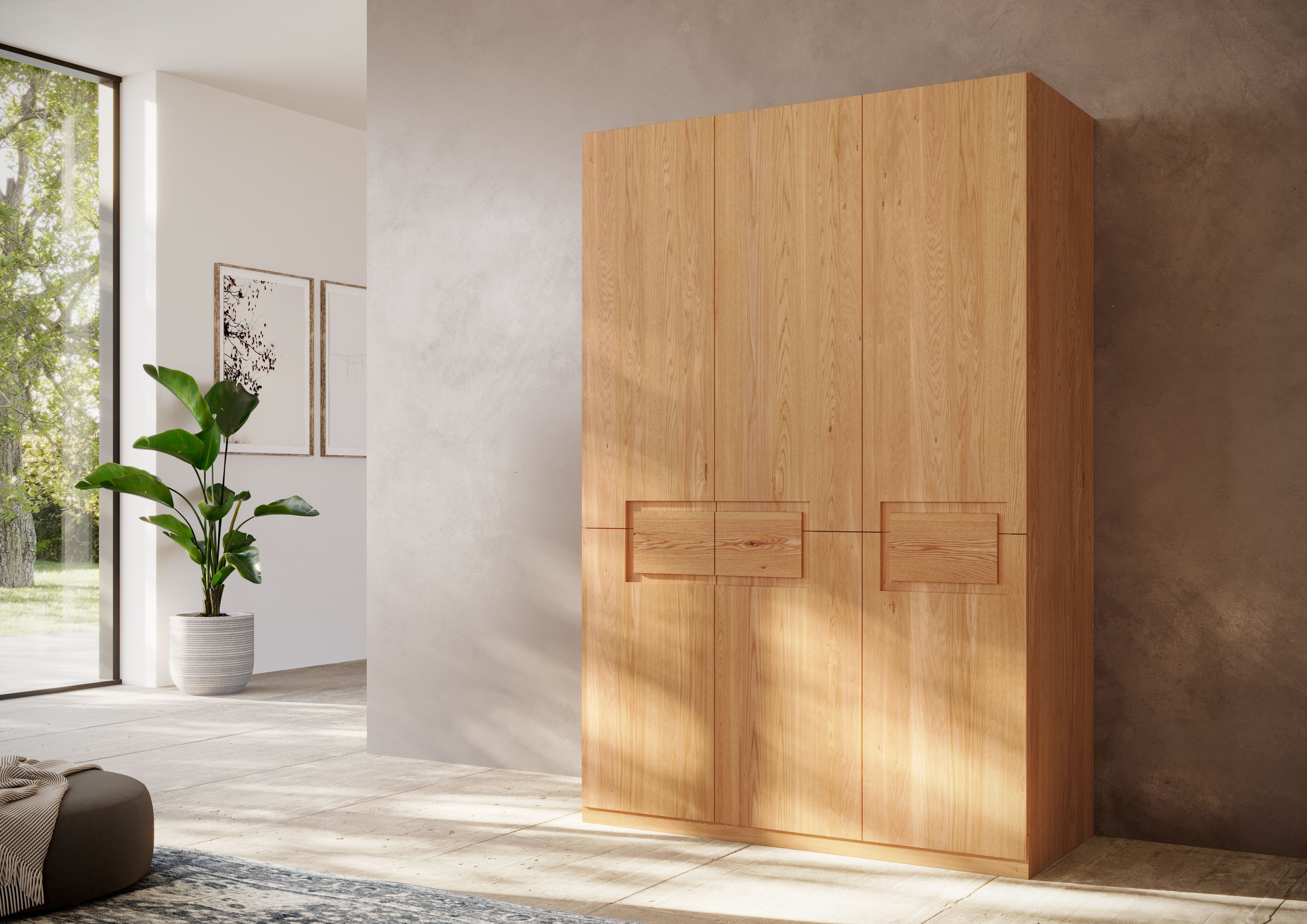 Home affaire Kleiderschrank »Léopoldine aus Kernbuche, erhältlich in verschiedenen Breiten« Massivholz-Kleiderschrank, im 50 cm Raster planbar