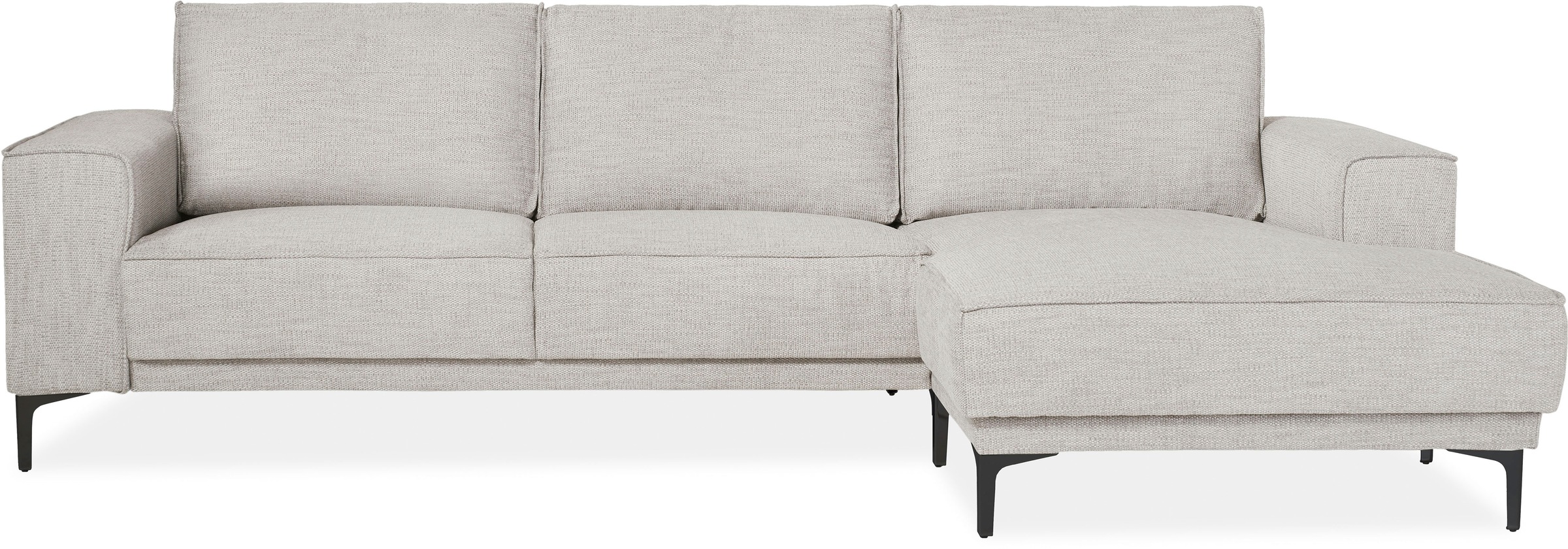 Places of Style Ecksofa »Polsterecke Oland, Struktur, Flachgewebe, Luxus-Microfaser, Boucle«, L-Form, 280 cm, Wellenunterfederung, Skandi-Design, Metallfüsse