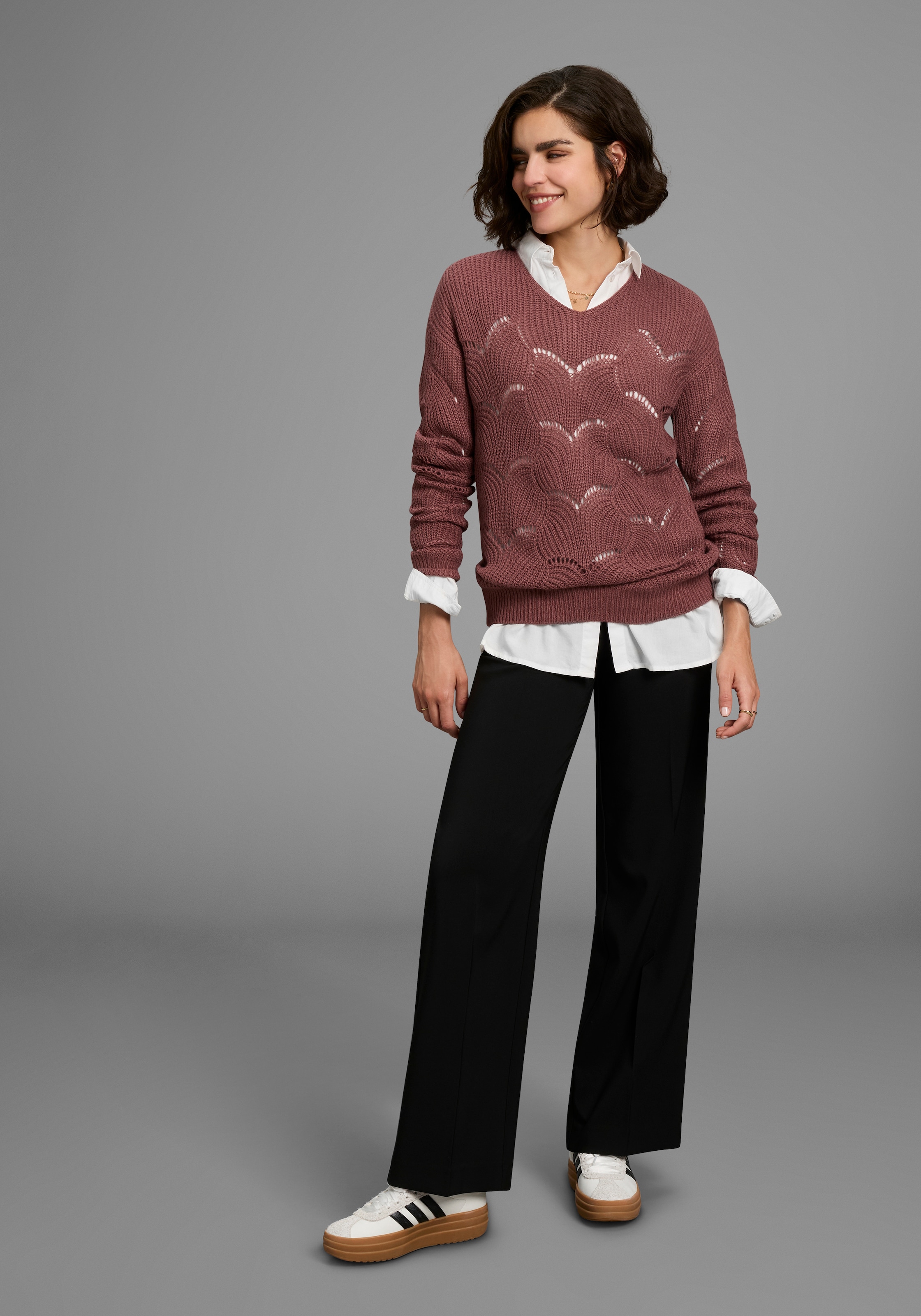 Laura Scott Strickpullover, mit modischem Strickmuster