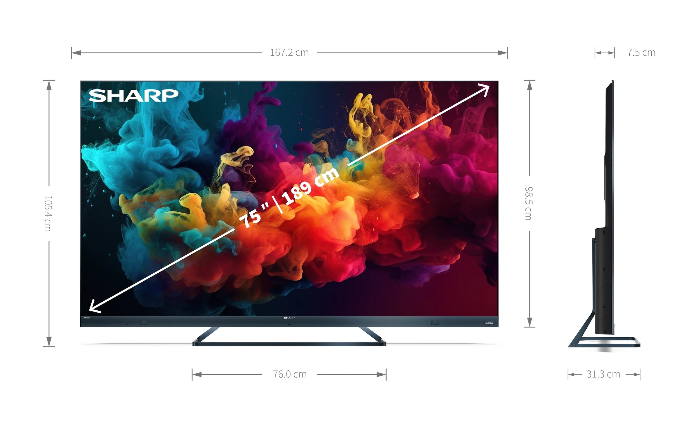 Sharp LCD-LED Fernseher »75FQ5EG 75 3840 x 2160 (Ultra HD 4K), LED-LCD«, 4K Ultra HD, Google TV