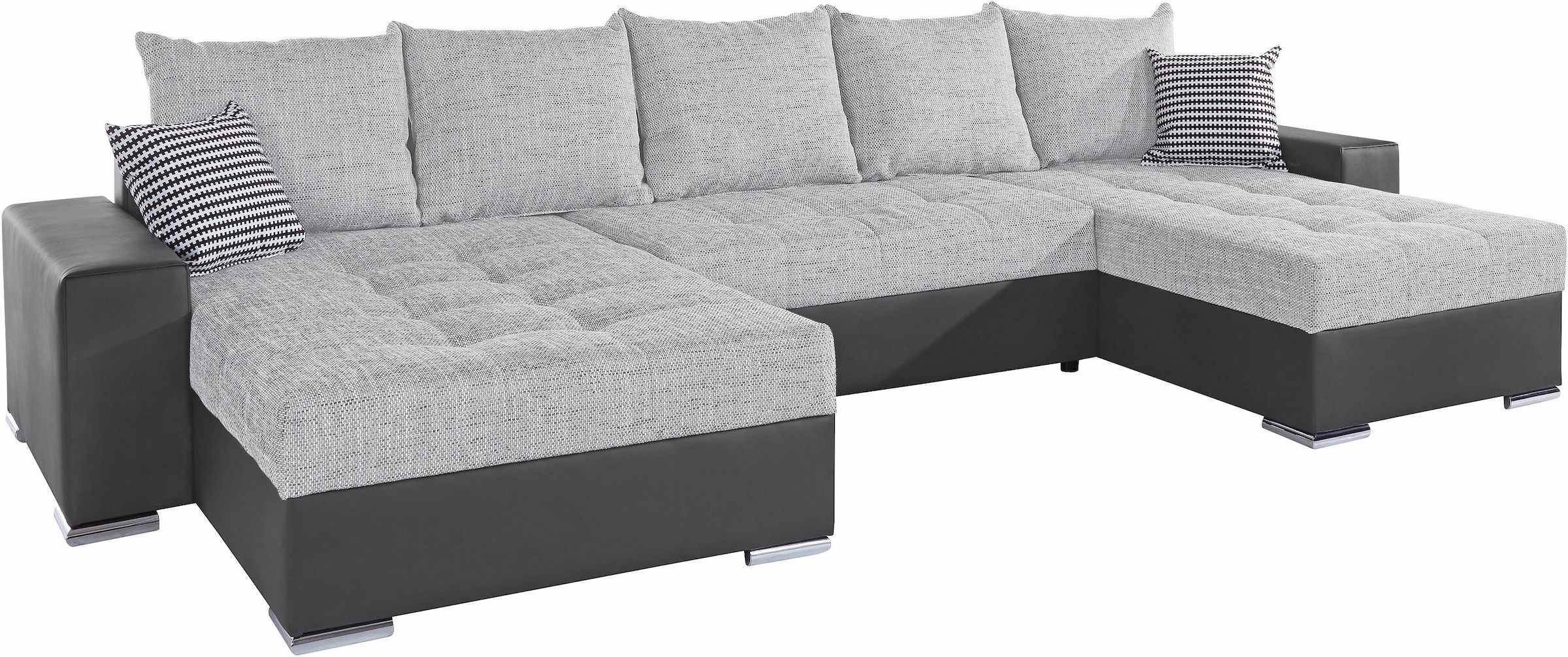 COLLECTION AB Wohnlandschaft »Josy XXL U-Form, B: 333 cm, mit 2 Recamieren 77 & 97 cm«, mit Bettfunktion, Bettkasten & 2 Zierkissen, Federkern