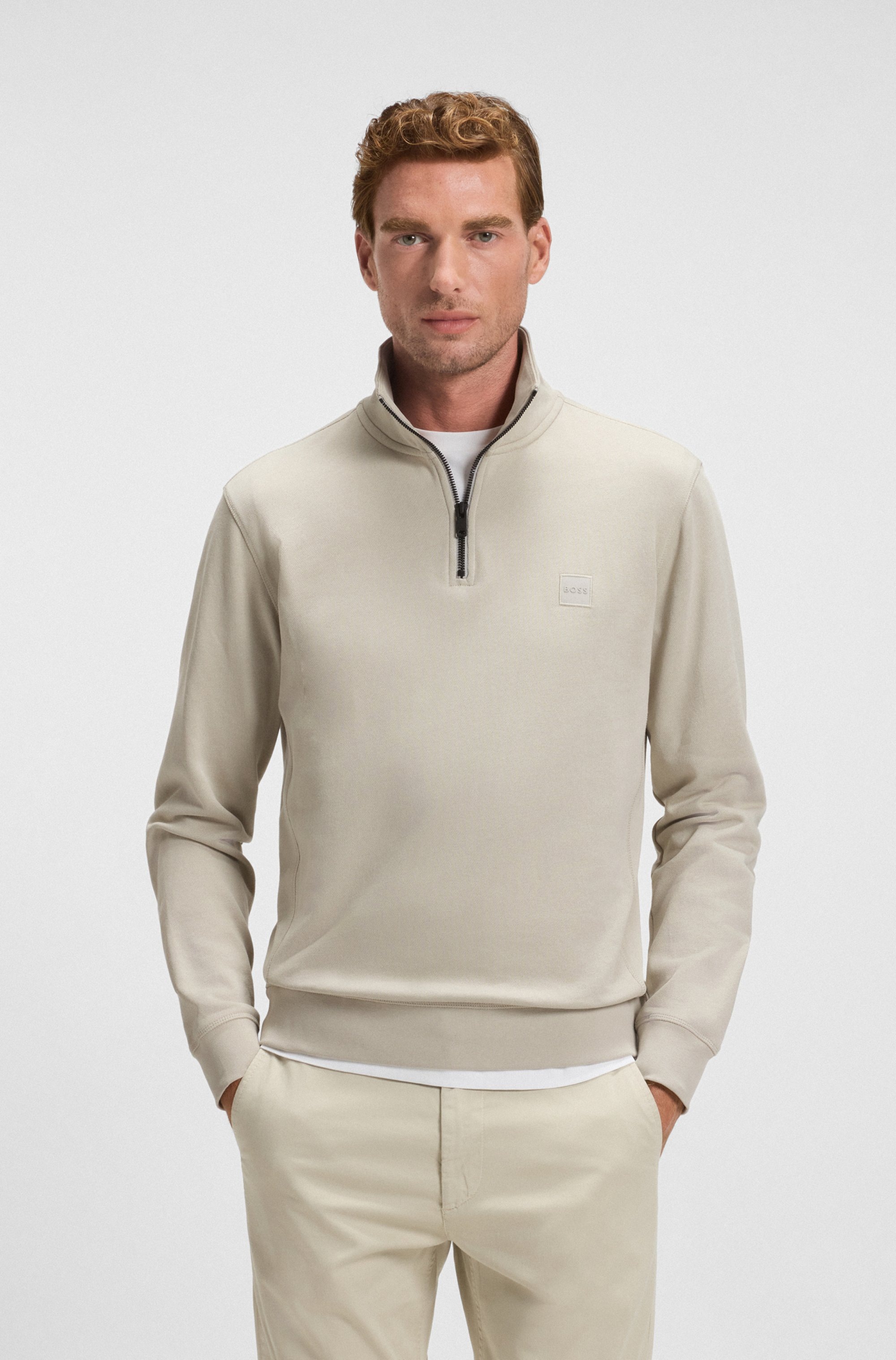 BOSS ORANGE Sweatshirt »Zetrust«, 1 Stk. Troyerkragen mit Reissverschluss, Regular Fit, BOSS-Label