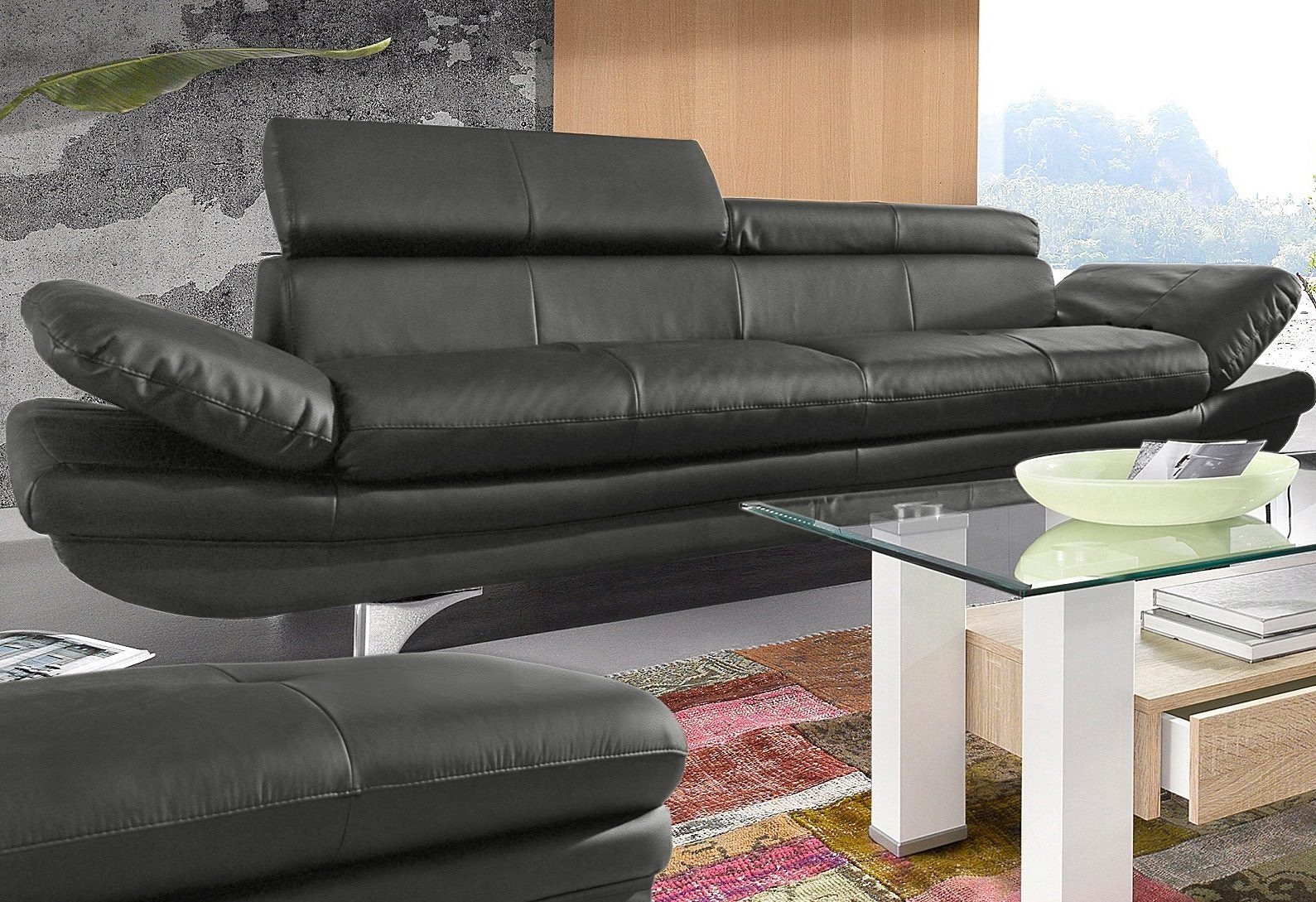 COTTA Polstergarnitur »Enterprise«, (Set), Set: bestehend aus 3-Sitzer und Hocker, Inklusive Rückenverstellung