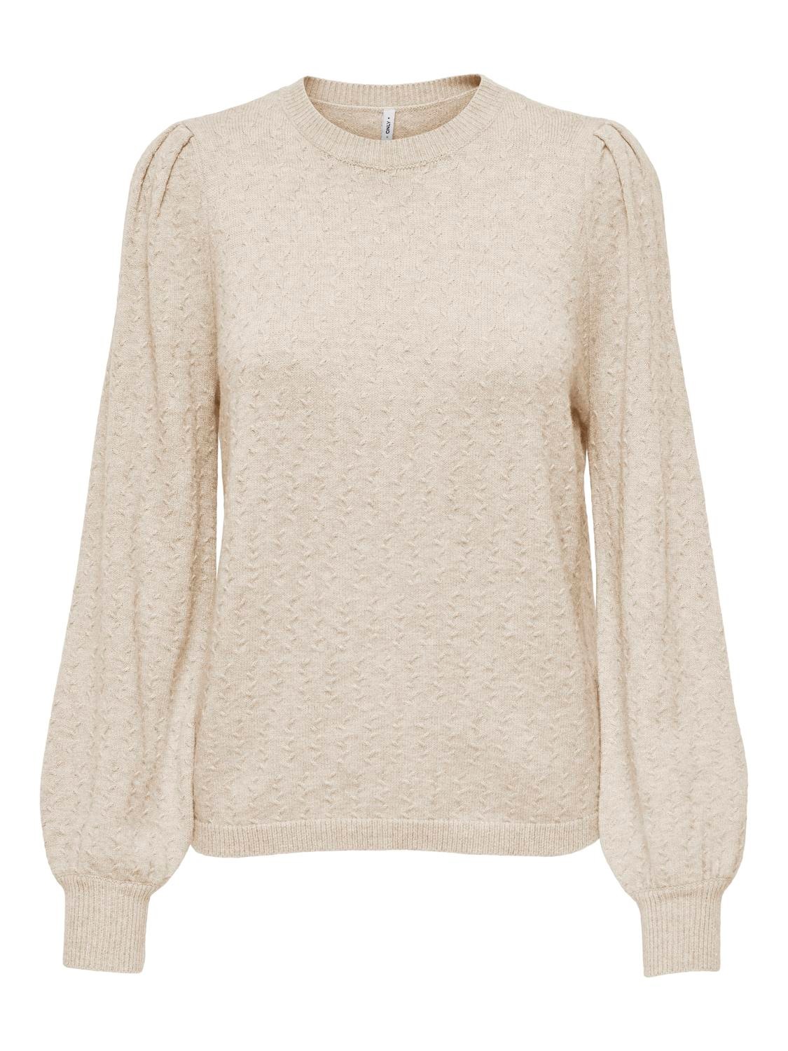 ONLY Rundhalspullover »ONLKATIA LS STRUCTURE PUFF O-NECK CC KNT«