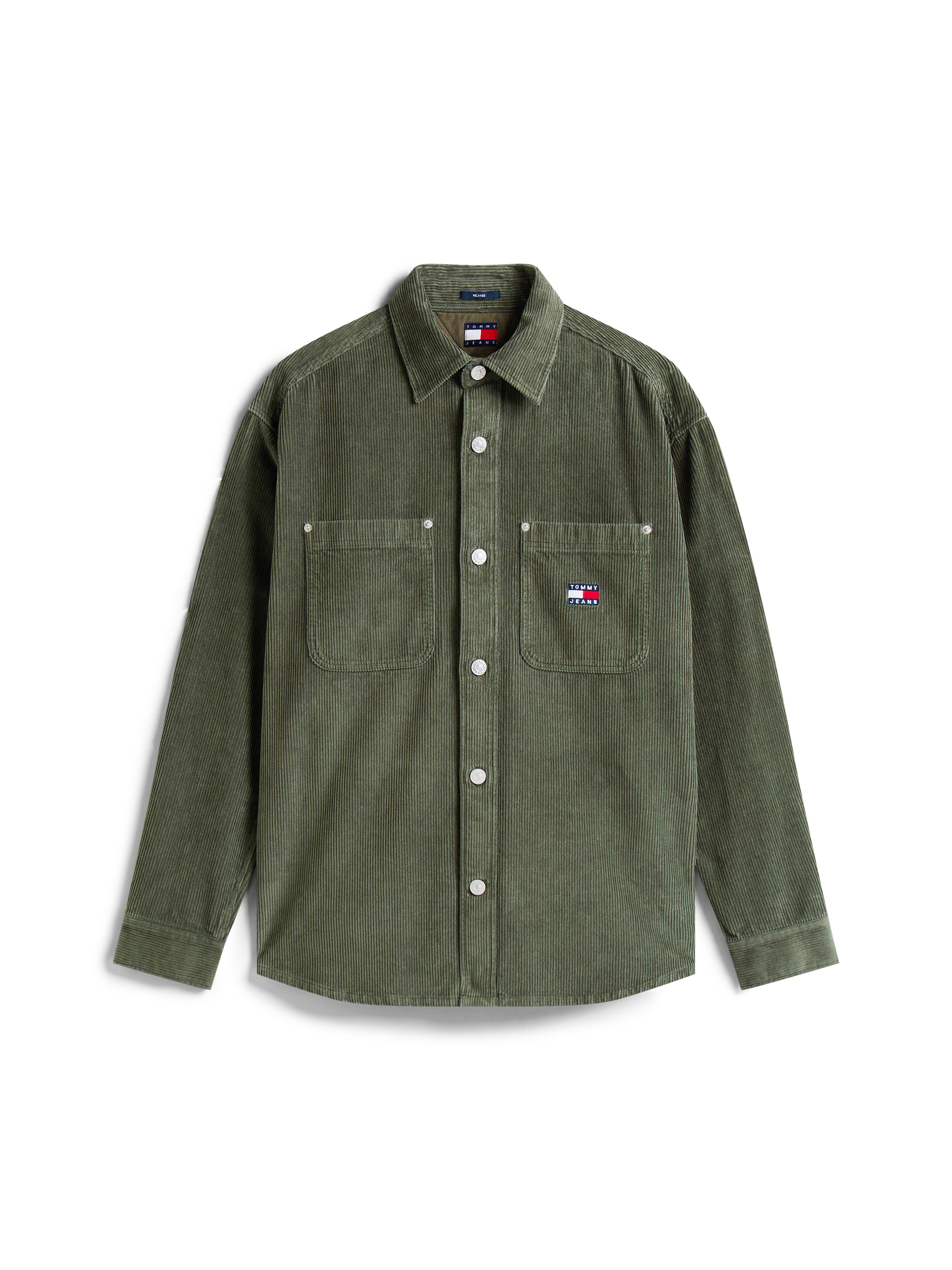 Tommy Jeans Langarmhemd »WASHED CORD SHIRT«, Cordhemd Overshirt Relaxed fit mit Rundhalsausschnitt