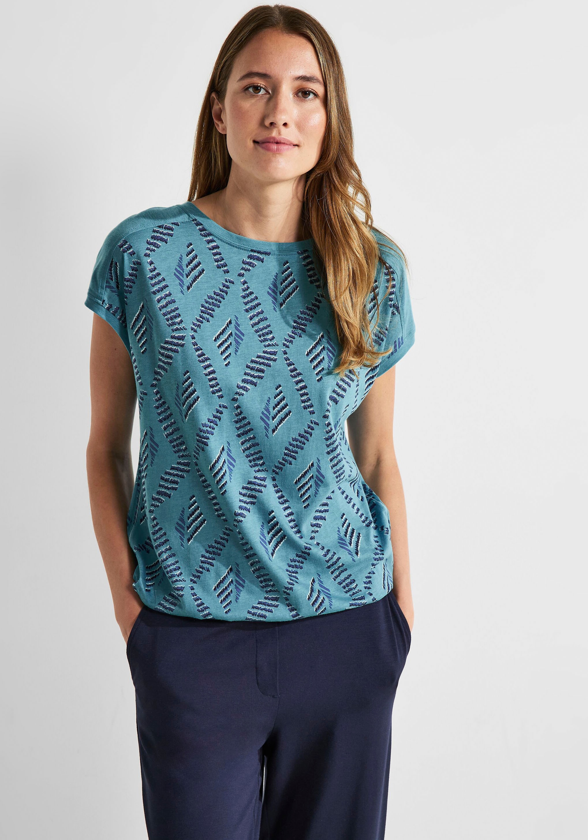 Cecil T-Shirt, bei online bestellen Schulterdetail Jelmoli-Versand unifarbenen mit Schweiz dem