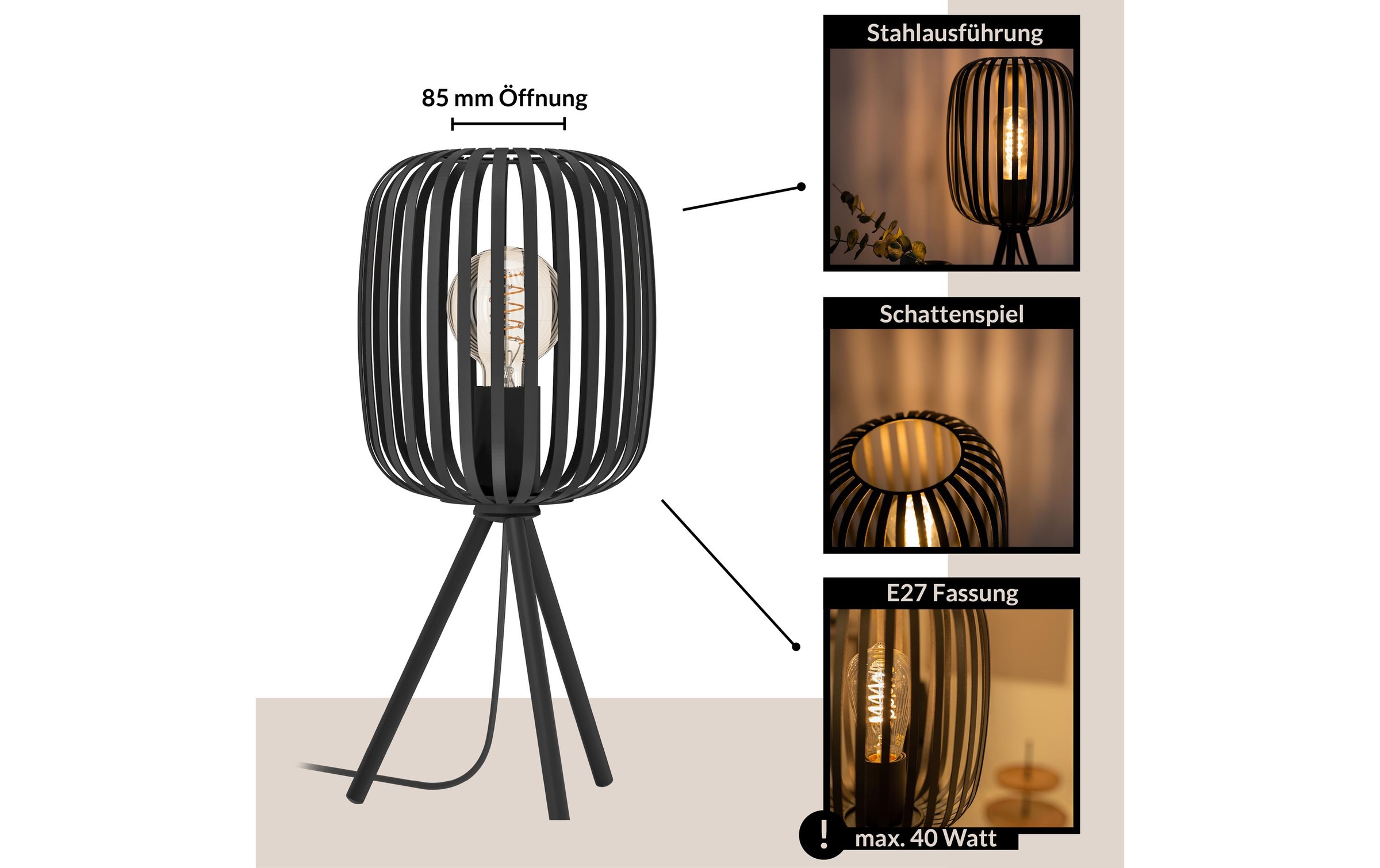 EGLO LED Tischleuchte »Zigbee ROMAZZINA exkl. E27 1x40W«