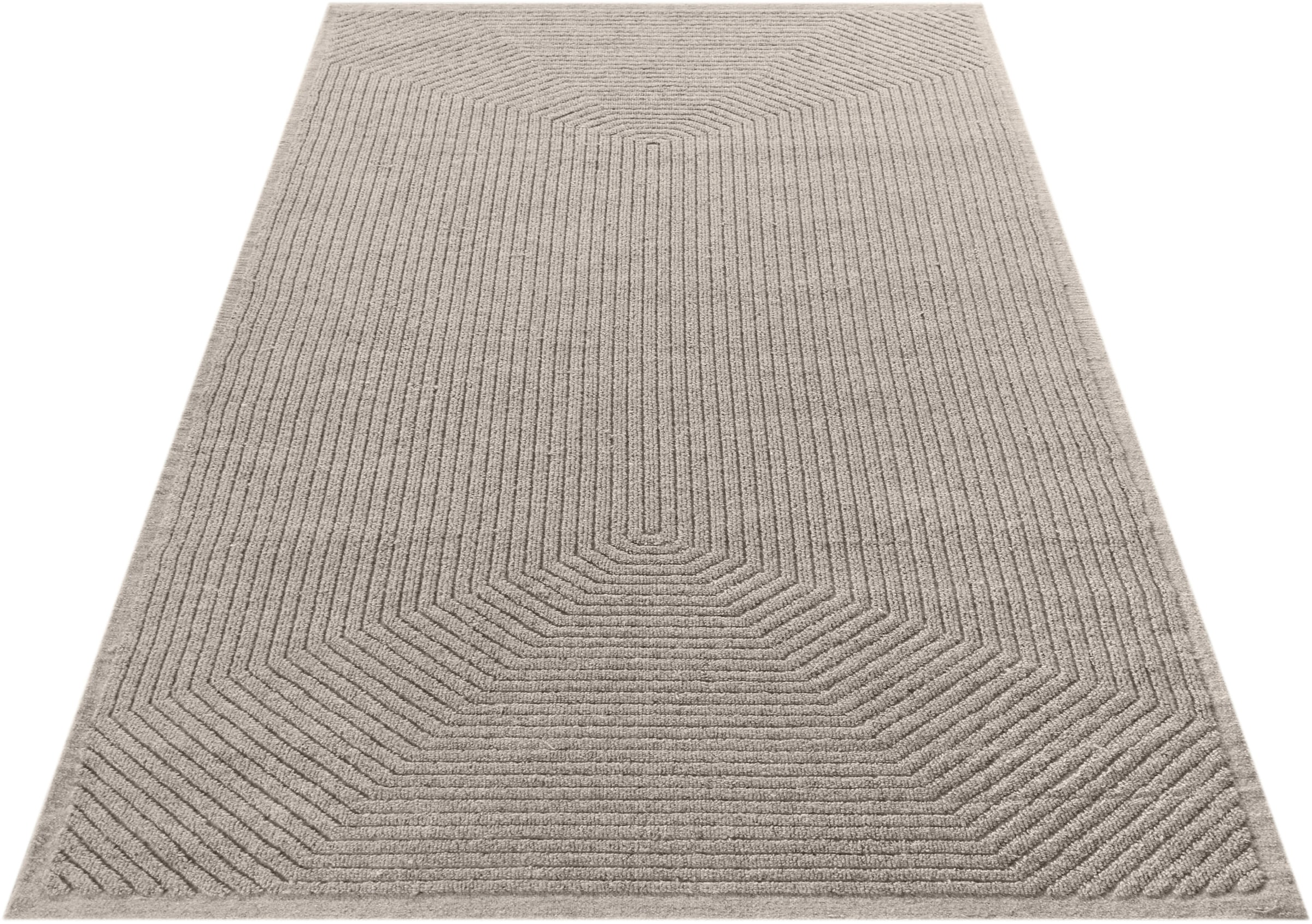 my home Wollteppich »Sola, handgewebt, Wolle, Hoch-Tief-Struktur«, rechteckig, 12 mm Höhe, einfarbig, Wolle, Teppich, Wohnzimmer, Schlafzimmer, Esszimmer