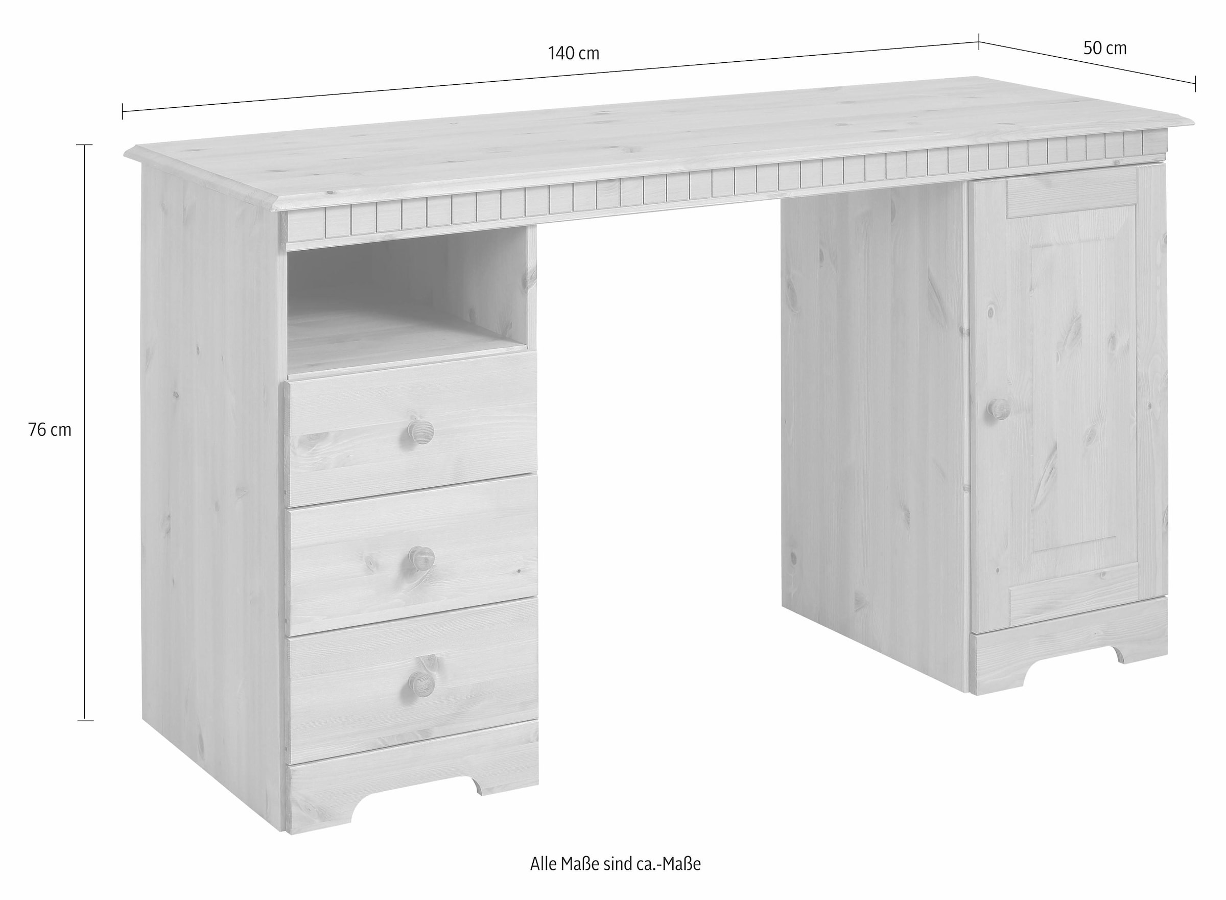 Home affaire Schreibtisch »Lisa«, aus in cm Massivholz, 140 | online Jelmoli-Versand Farbvarianten, verschiedenen Breite kaufen