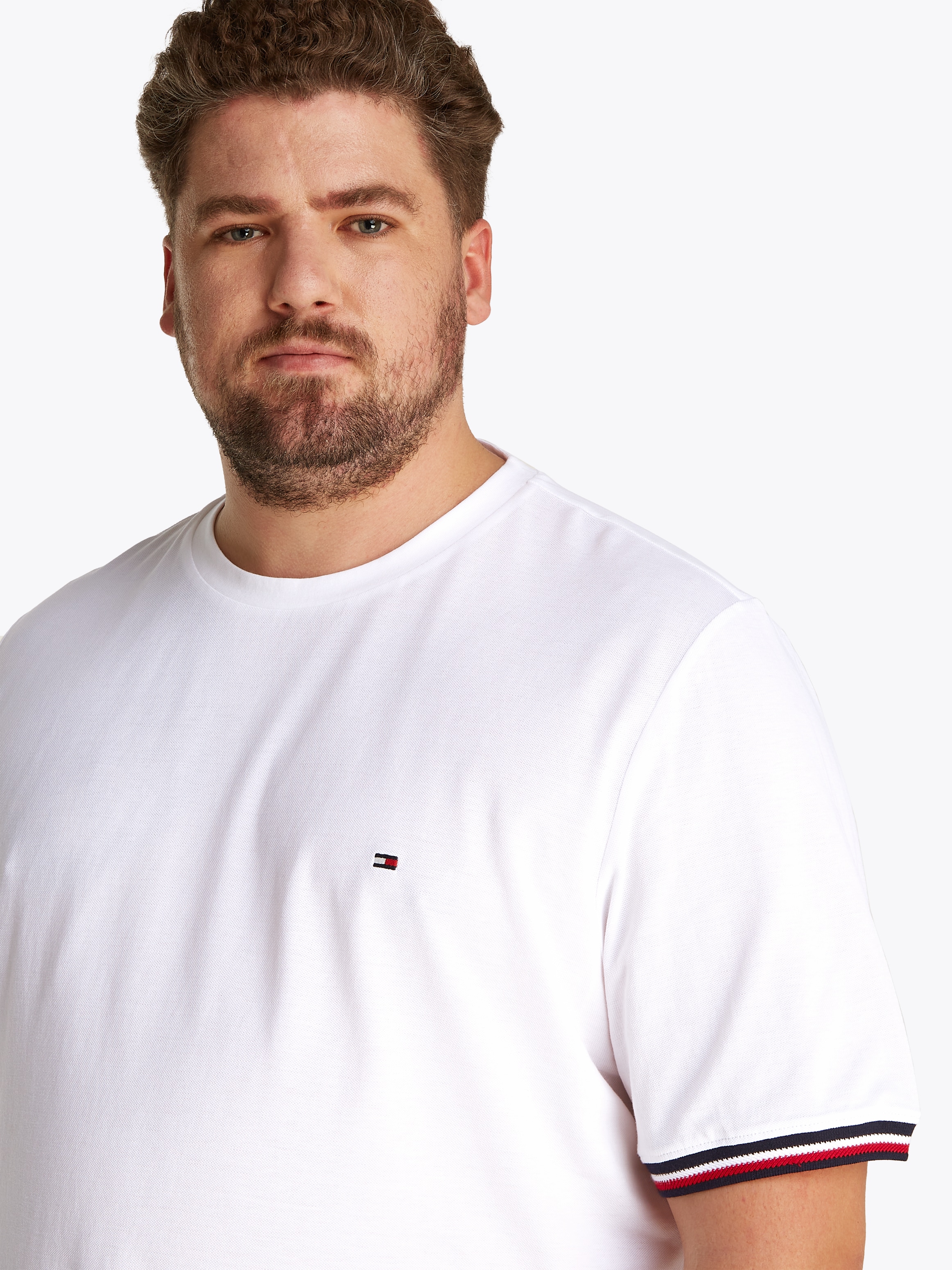 Tommy Hilfiger Big & Tall T-Shirt »BT-GLOBAL STRIPE CUFF TEE-B«, Grosse Grössen