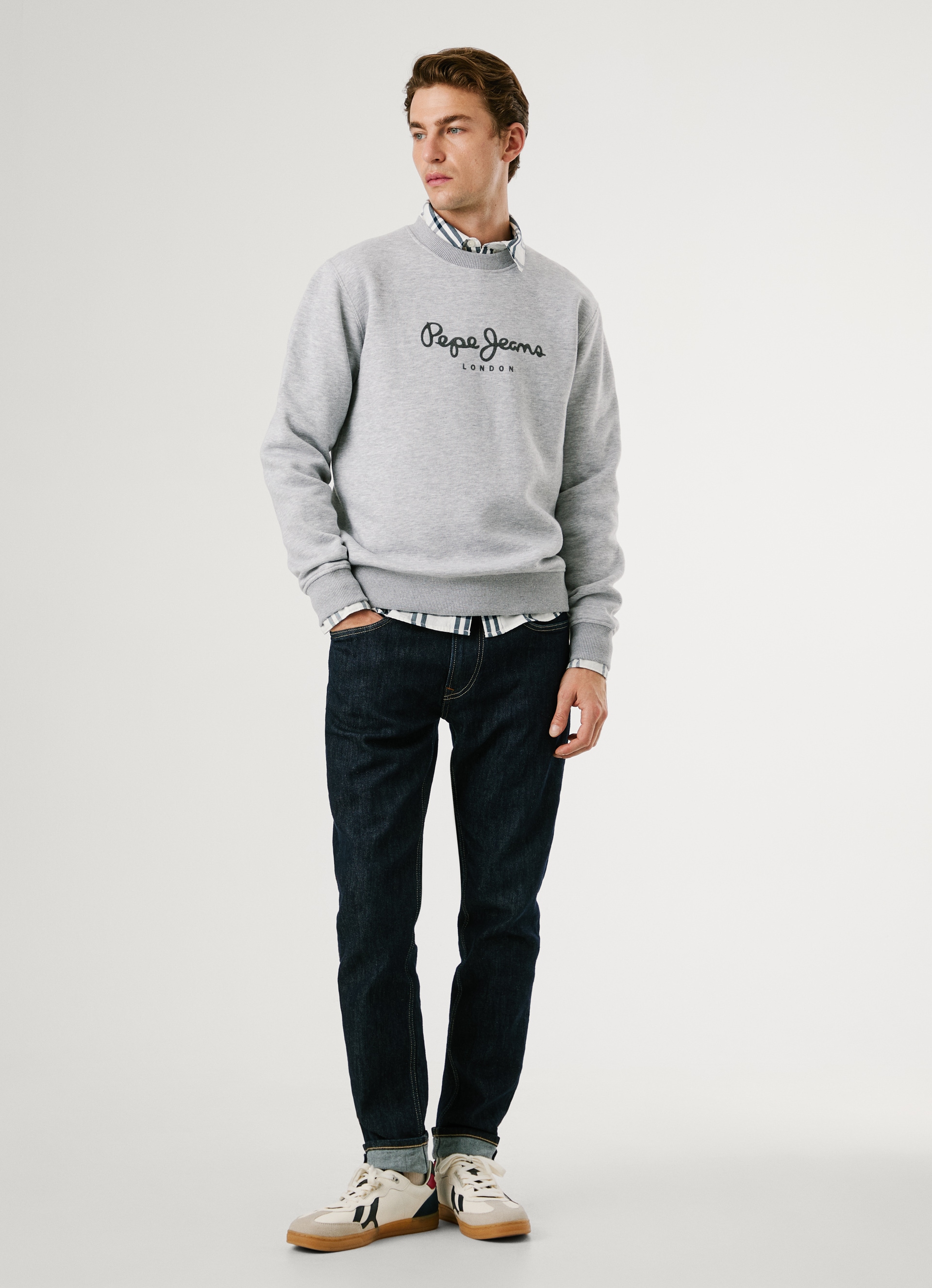 Pepe Jeans Sweatshirt »MACBETH MELANGE CREW«, Rundhalsausschnitt, Logo
