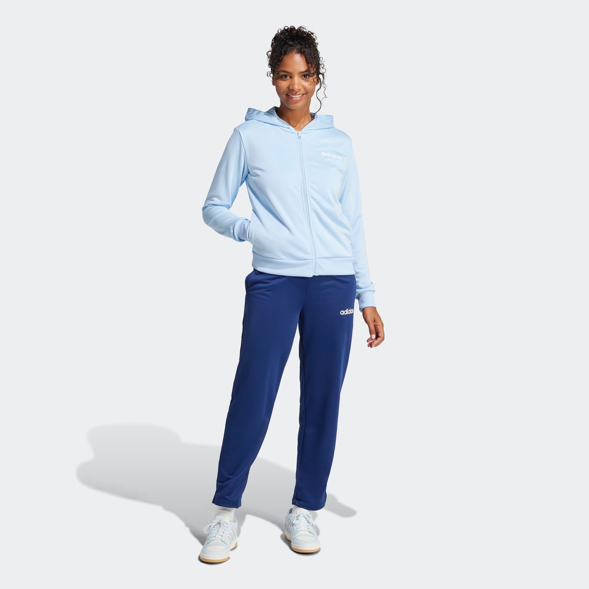 adidas Sportswear Trainingsanzug »W LINEAR TS«, (2 tlg.), Trainingsjacke mit Kapuze, Tracksuit