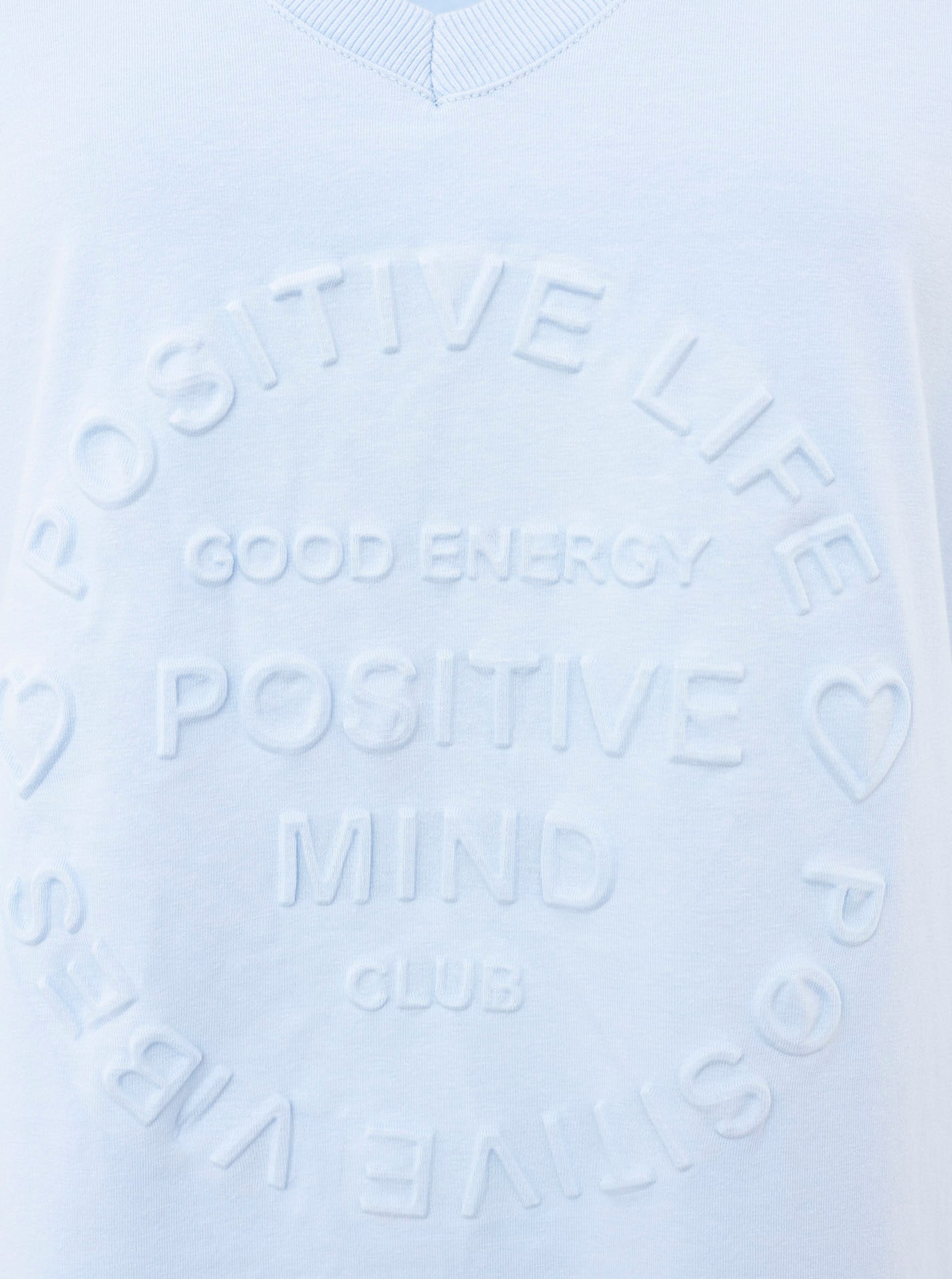 Zwillingsherz Kurzarmshirt »"Positive Mind"«, V-Ausschnitt, Kurzarm, hinten etwas länger, Baumwollmischung
