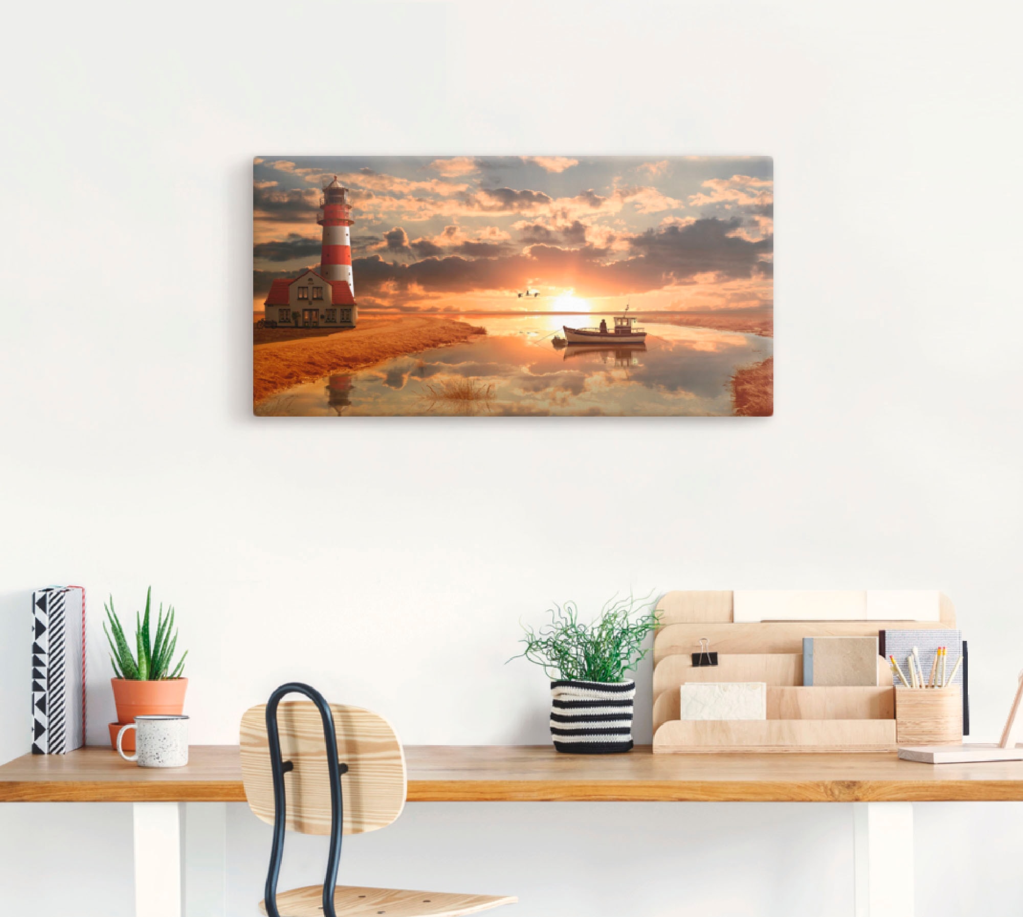 Artland Wandbild »Maritime Idylle beim Leuchtturm«, Gebäude, (1 St.), als Leinwandbild, Poster, Wandaufkleber in verschied. Grössen