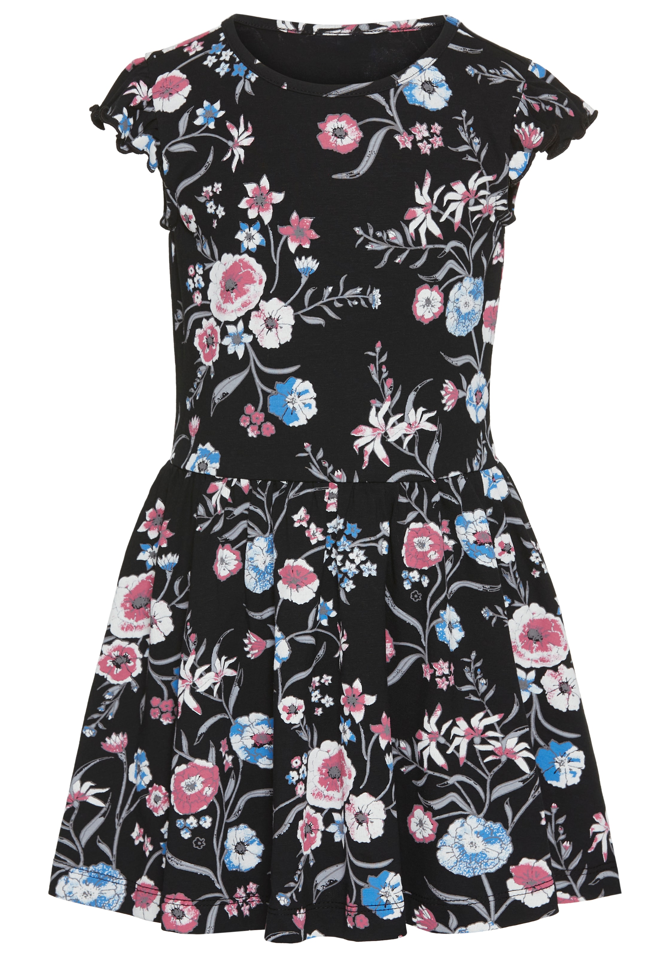 KIDSWORLD Jerseykleid »Shirtkleid im trendigen Allover-Muster«, mit Flügelärmeln