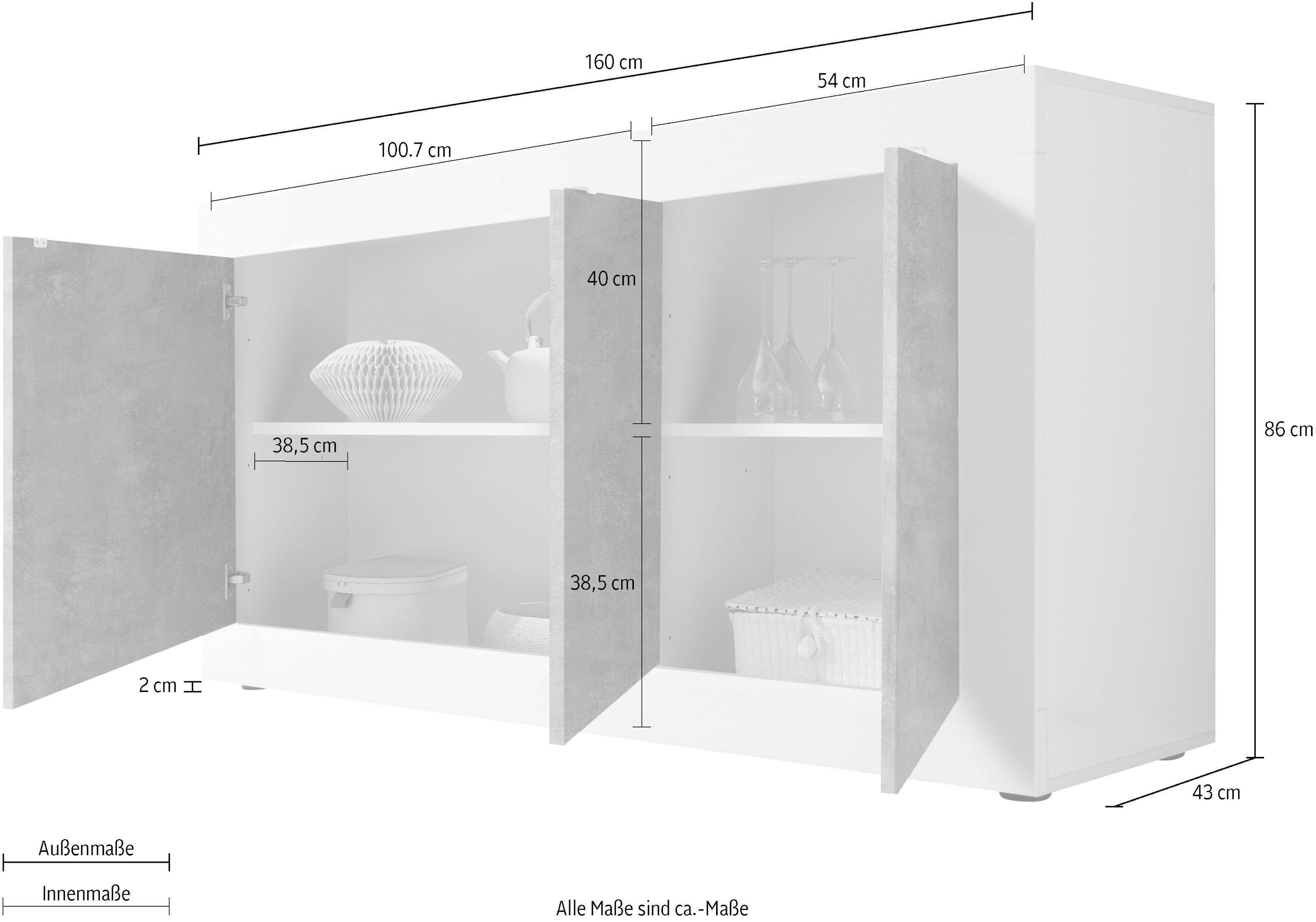 INOSIGN Sideboard »Basic«, Breite 160 cm