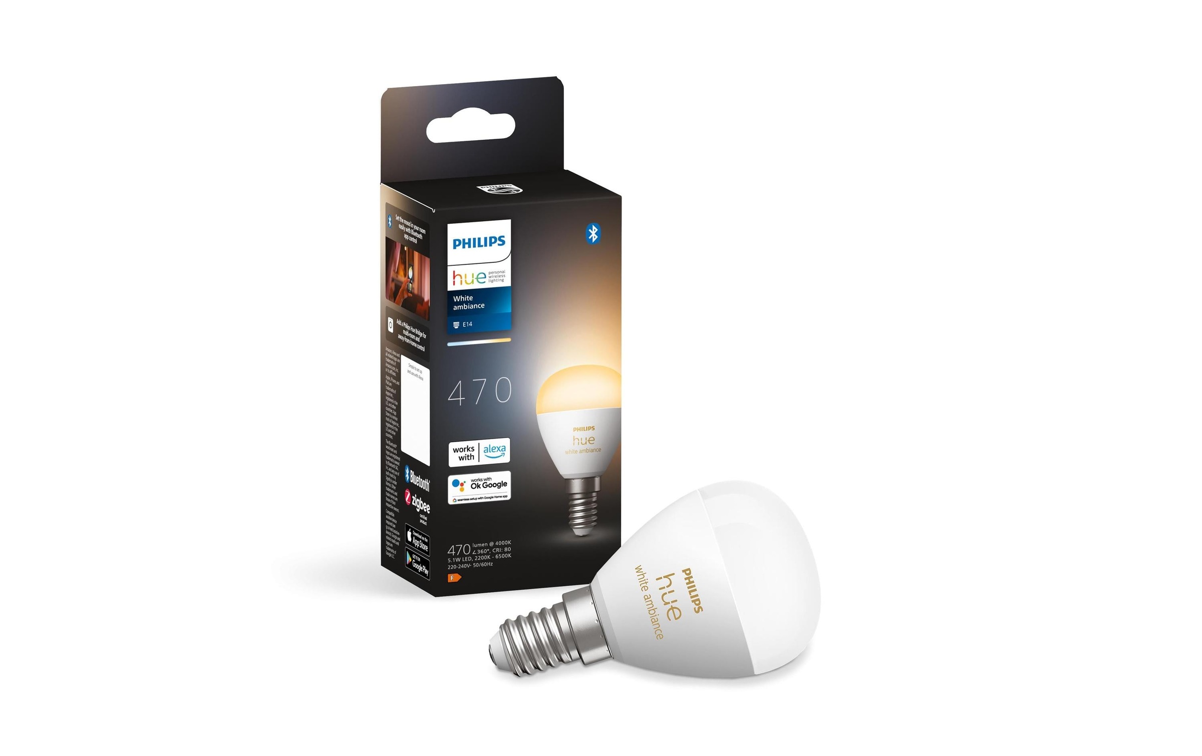Philips Hue LED-Leuchtmittel »White Ambilight«, E14