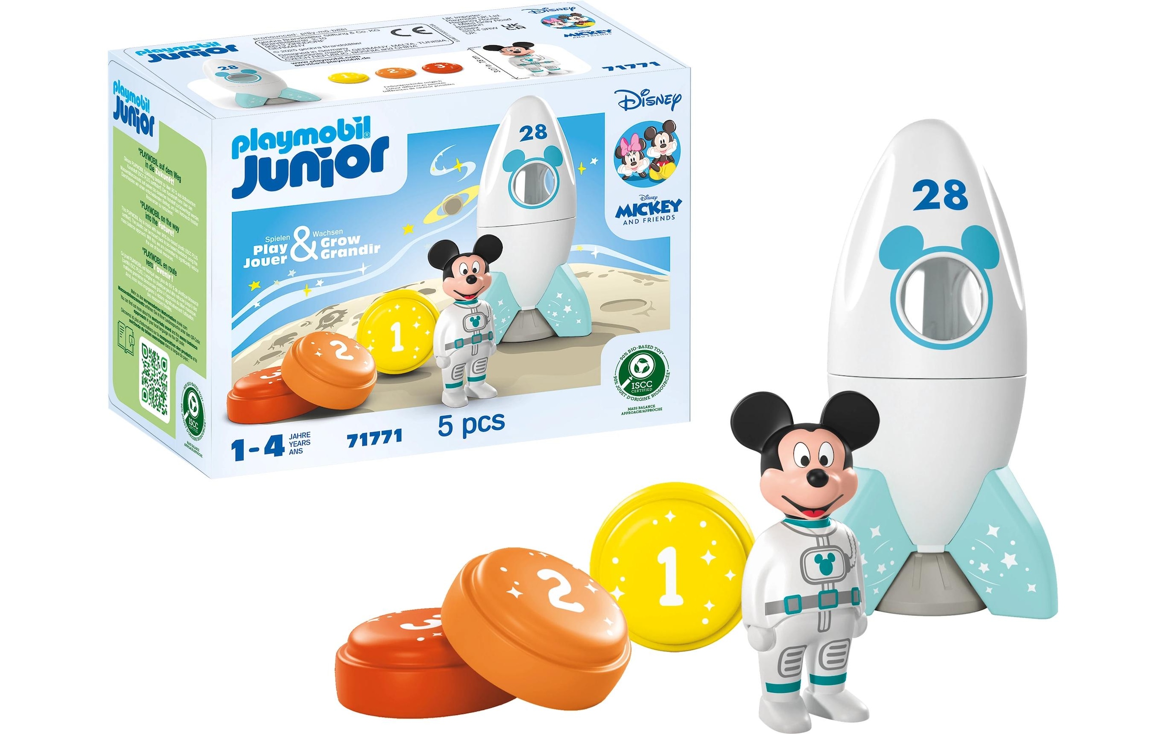 Playmobil® Spielbausteine »Junior Micky Maus Raketen- und Weltraum-Abenteuer 71771«, (5 St.)