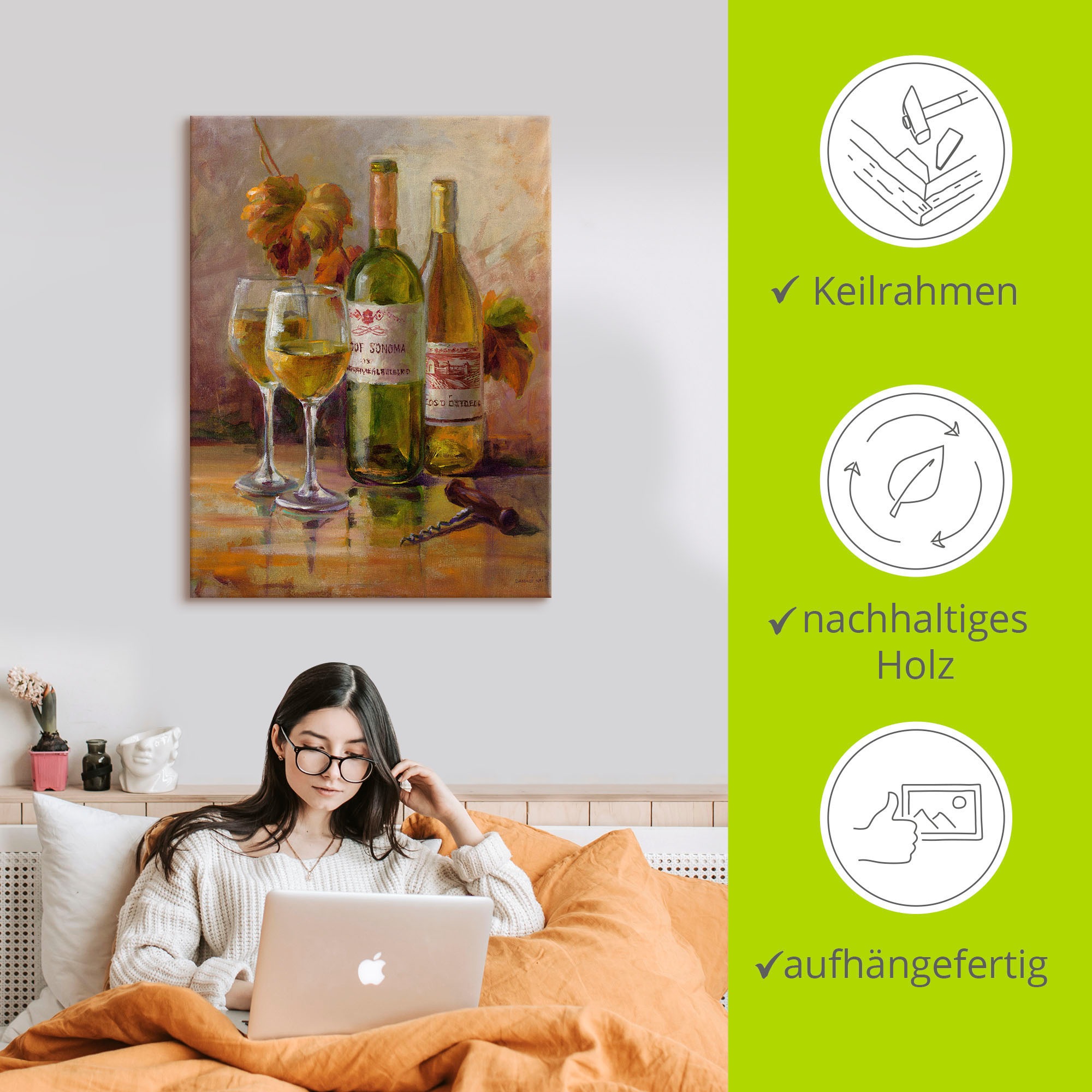 Artland Wandbild »Offener Wein II«, Getränke, (1 St.), als Leinwandbild, Poster in verschied. Grössen