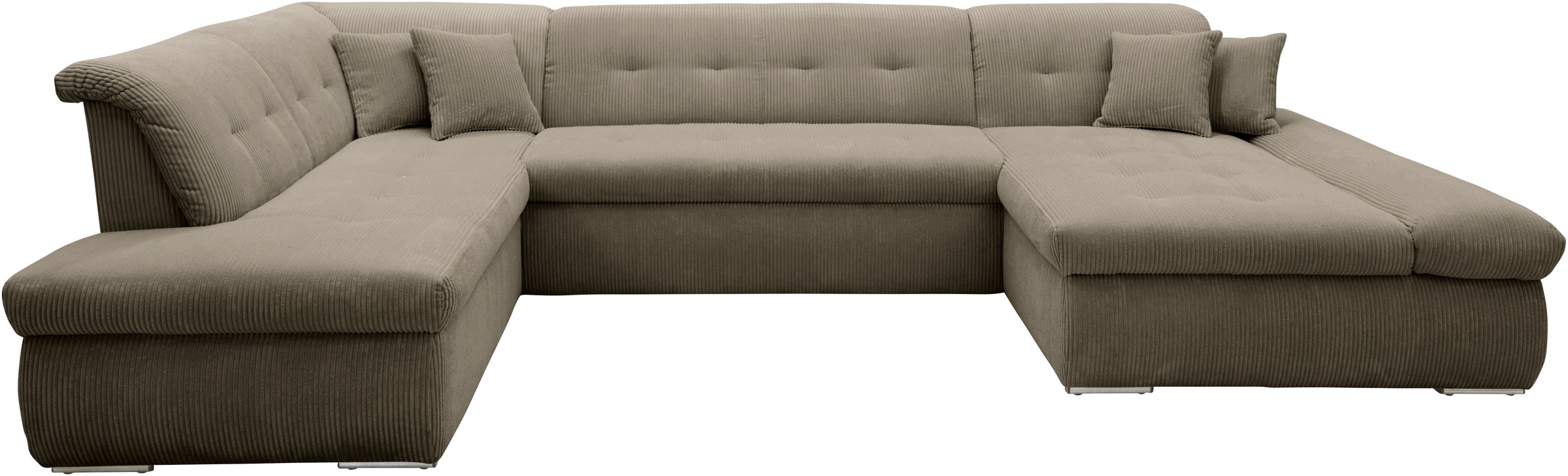 DOMO collection Wohnlandschaft »Moric U-Form auch in Cord«, im XXL-Format, wahlweise mit Bettfunktion und Armlehnenverstellung