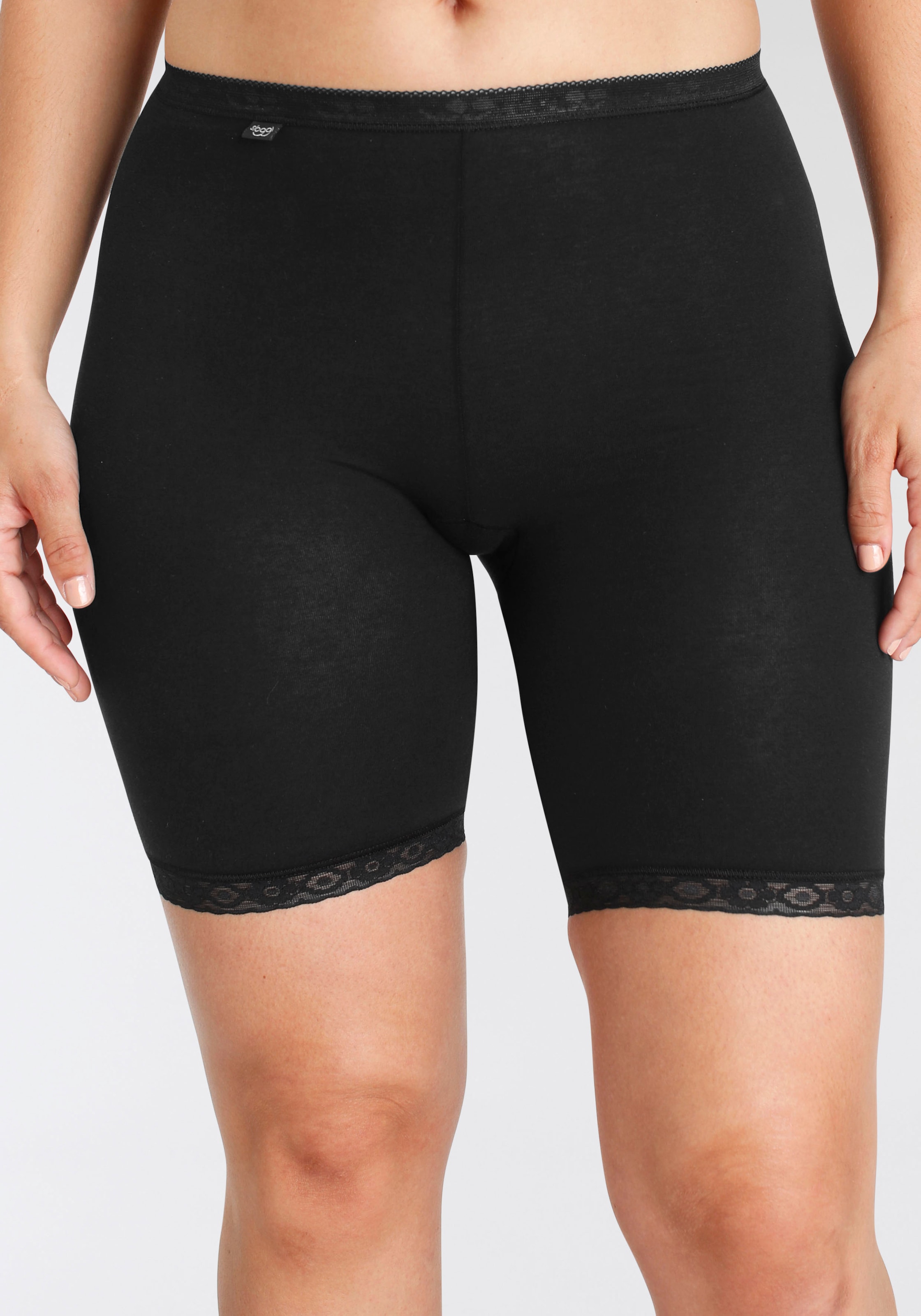 sloggi Lange Unterhose »Basic+ Long 2P«, (2er Pack), Spitzenbesatz, weiche Nähte
