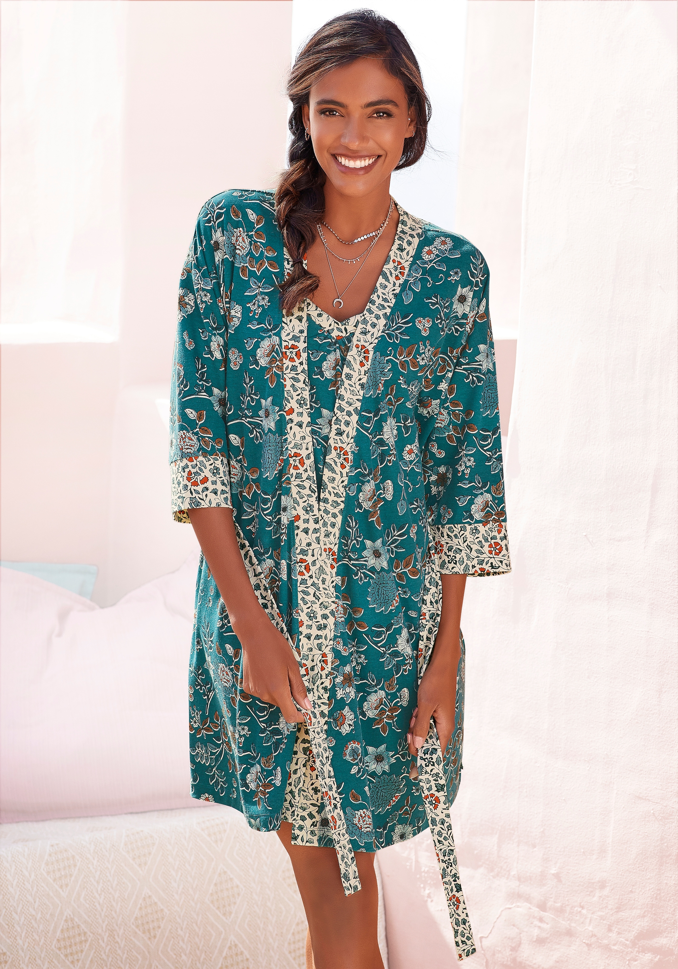LASCANA Kimono, Blumen shoppen online bei Allover-Druck mit Jelmoli-Versand Schweiz
