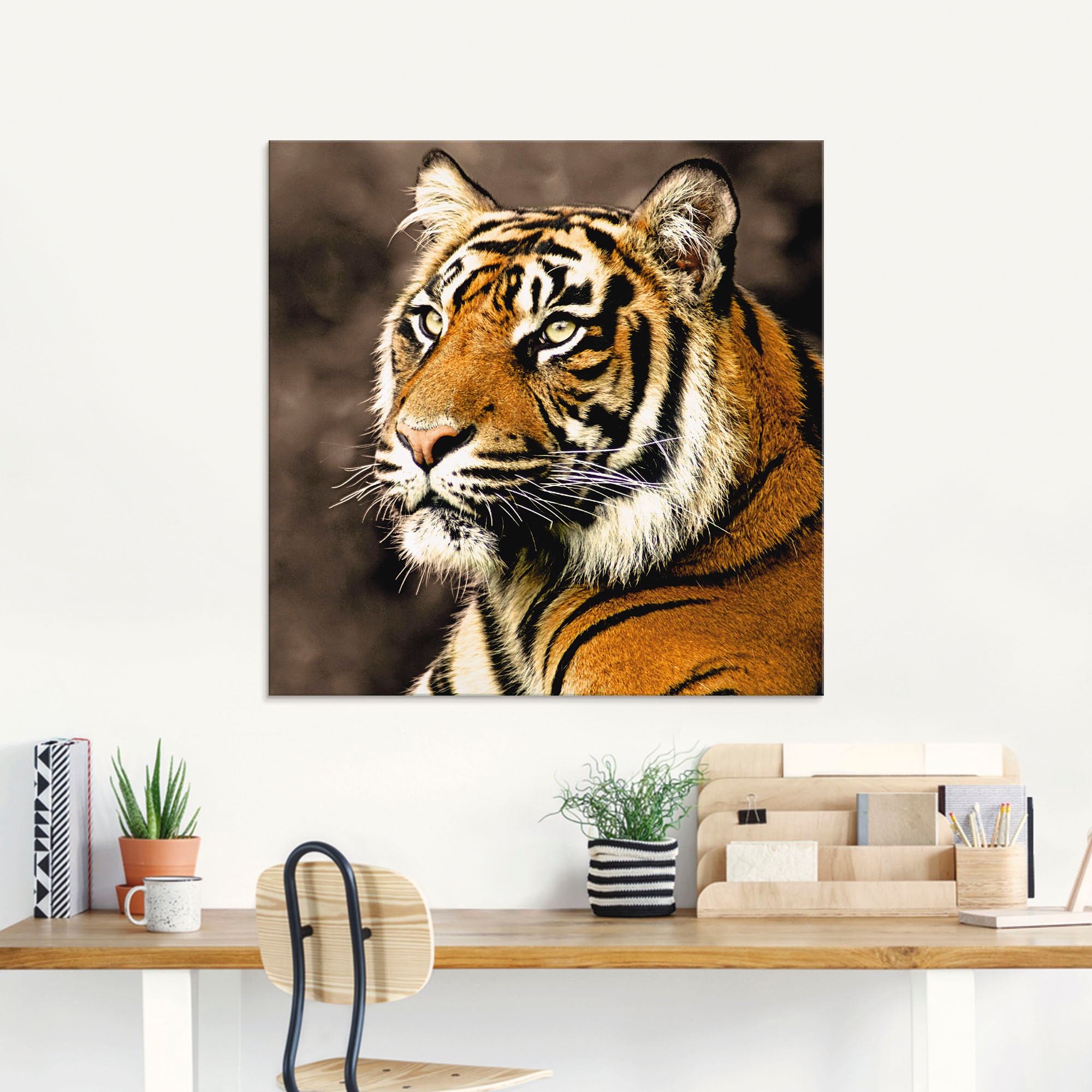Artland Glasbild »Tiger_sepia«, Wildtiere, (1 St.), in verschiedenen Grössen