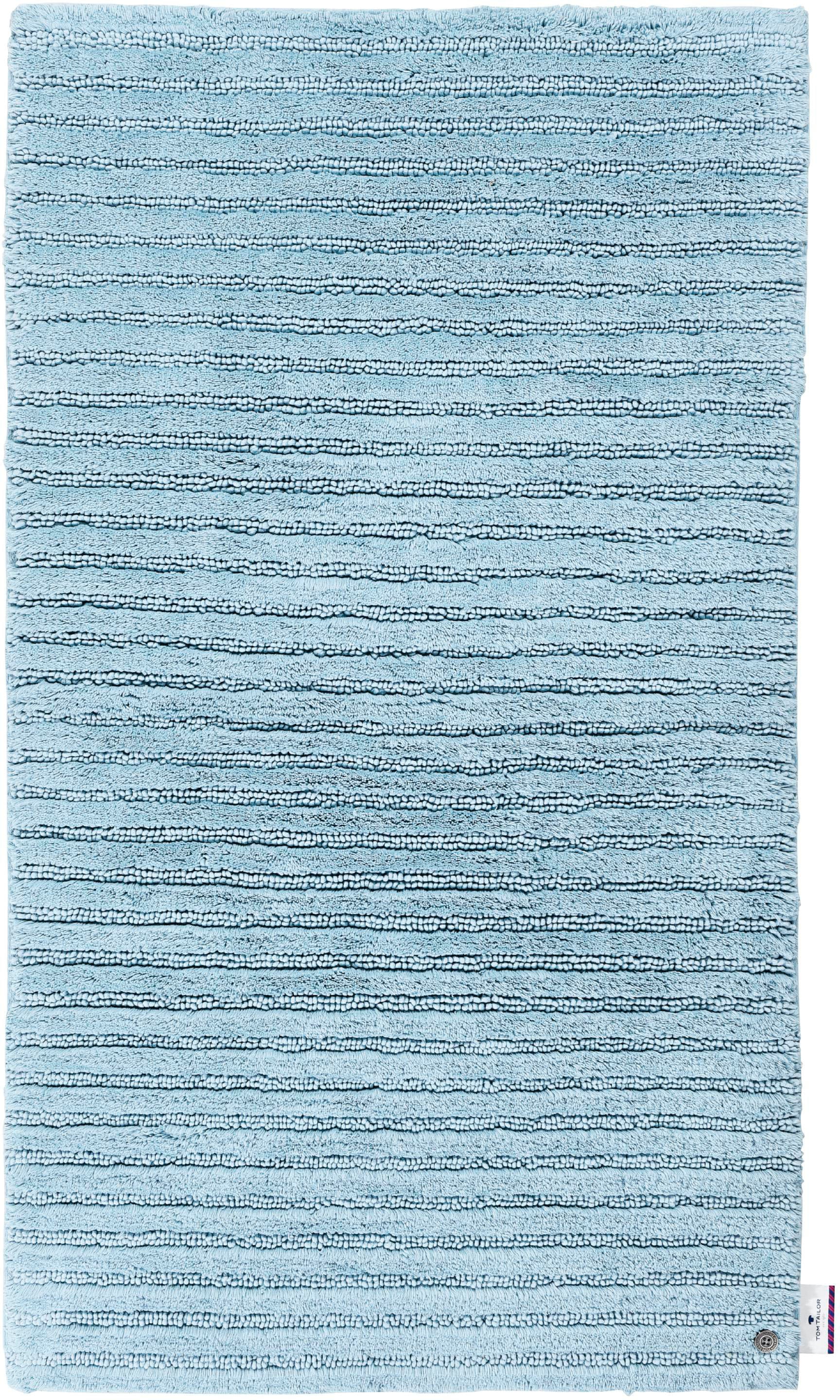 TOM TAILOR HOME Badematte »Cotton Stripes«, rutschhemmend beschichtet, fussbodenheizungsgeeignet-strapazierfähig, Uni Farben, gestreift, reine Baumwolle, Hoch-Tief Effekt
