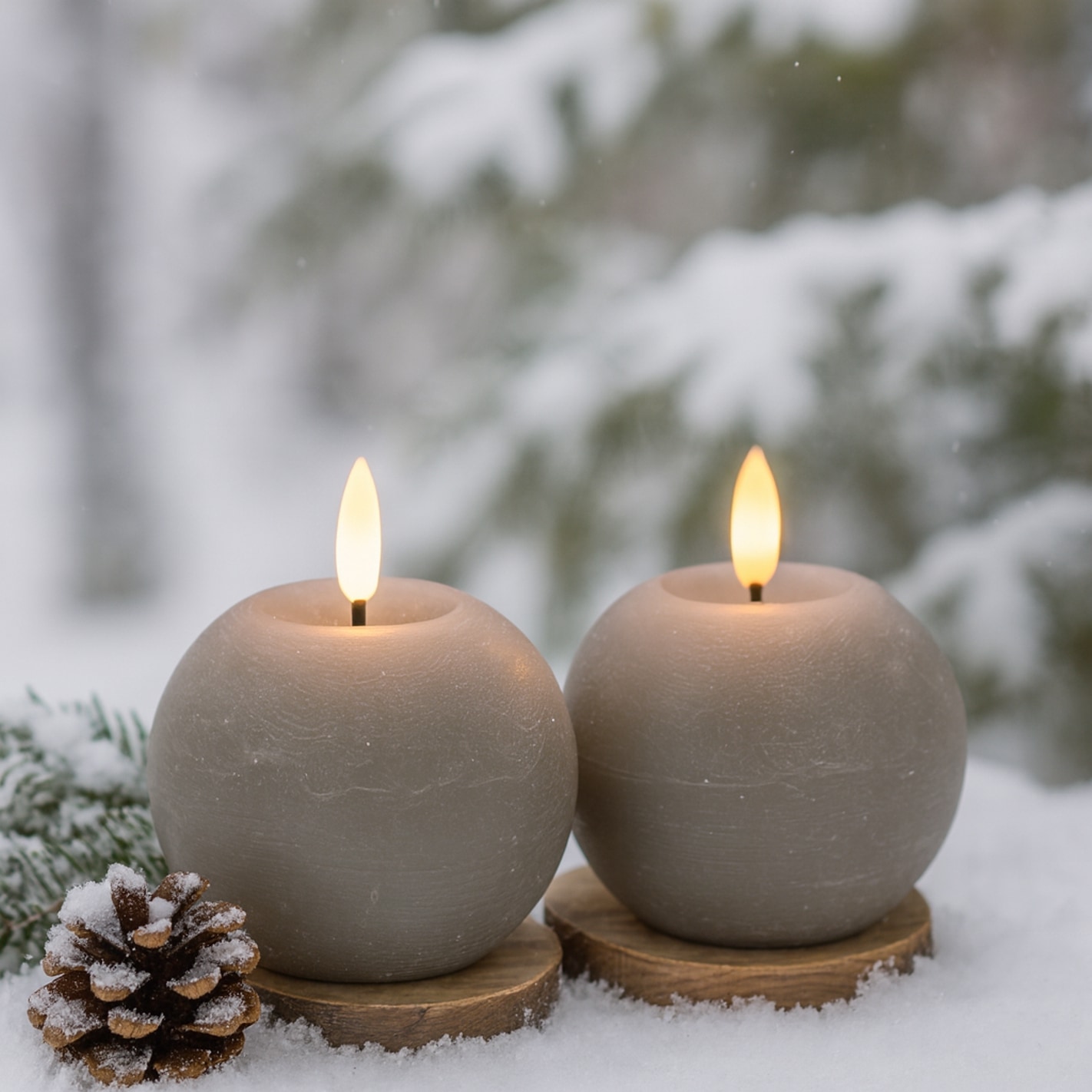 I.GE.A. LED-Kerze »LED Echtwachskerze 2er Set«, Mit Timer Flackernd Stumpenkerze Adventskerzen Adventskranz