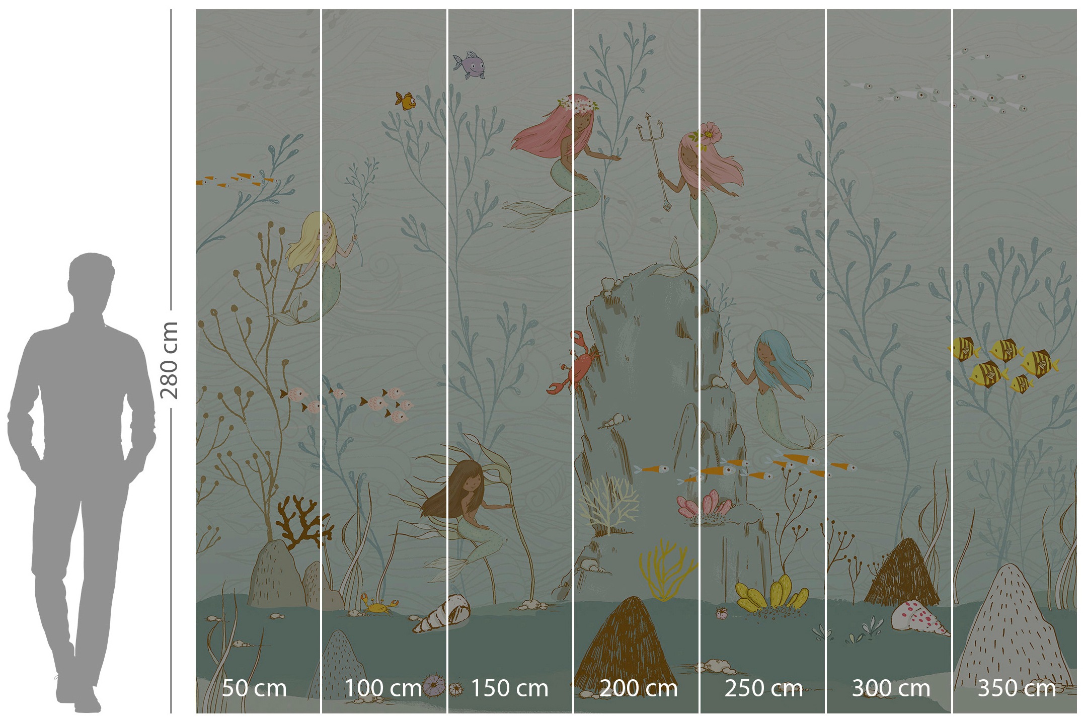 Komar Vliestapete »Digitaldruck Vlies - Mermaids - Grösse 350 x 280 cm«, bedruckt, Kinderzimmer