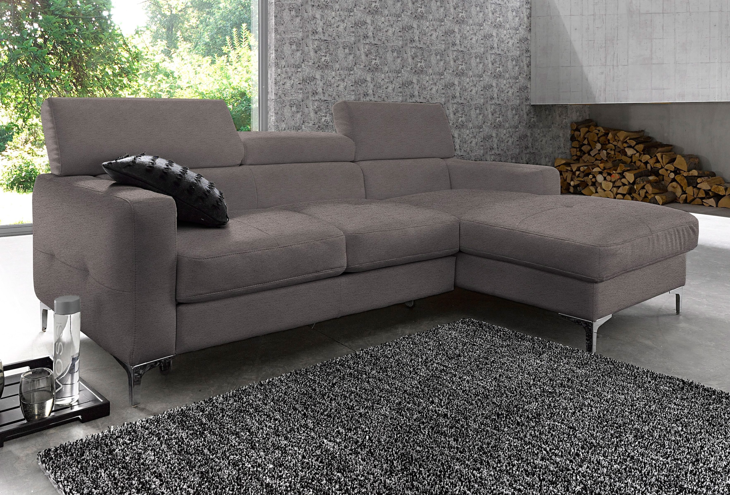 COTTA Ecksofa »Sammy L-Form«, mit Kopfteilverstellung, wahlweise mit Bettfunktion