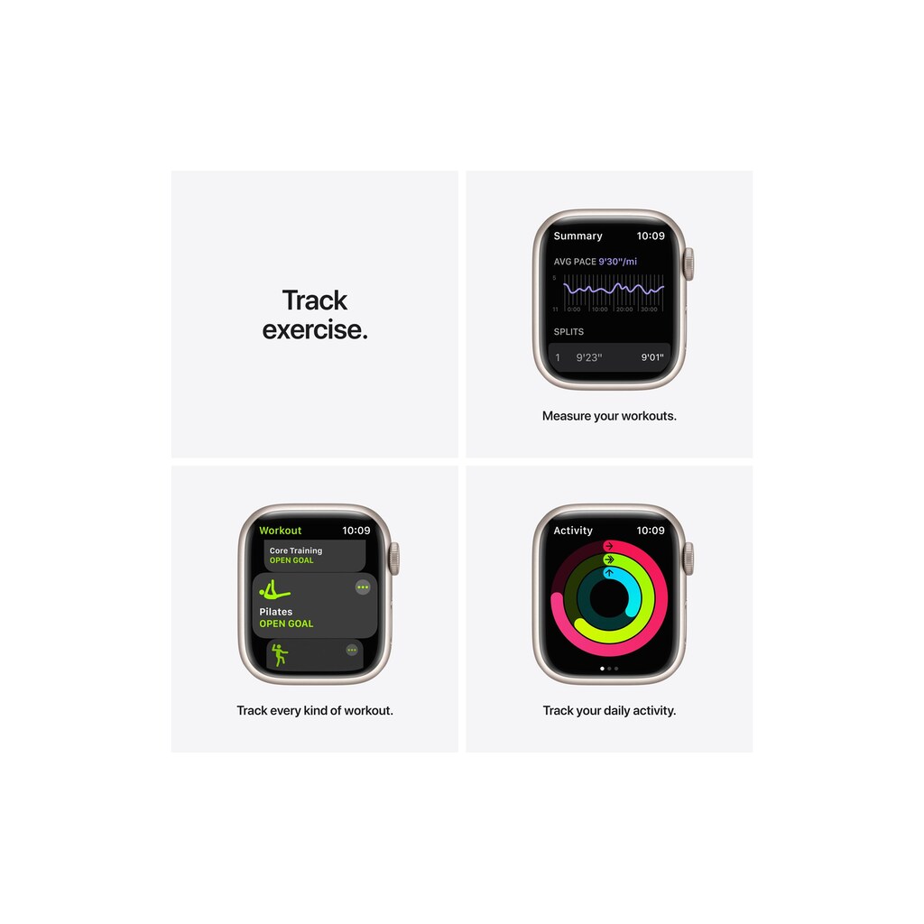 Apple Smartwatch »Serie 7, GPS, 41 mm Aluminiumgehäuse mit Nike-Sportarmband«, (Watch OS)