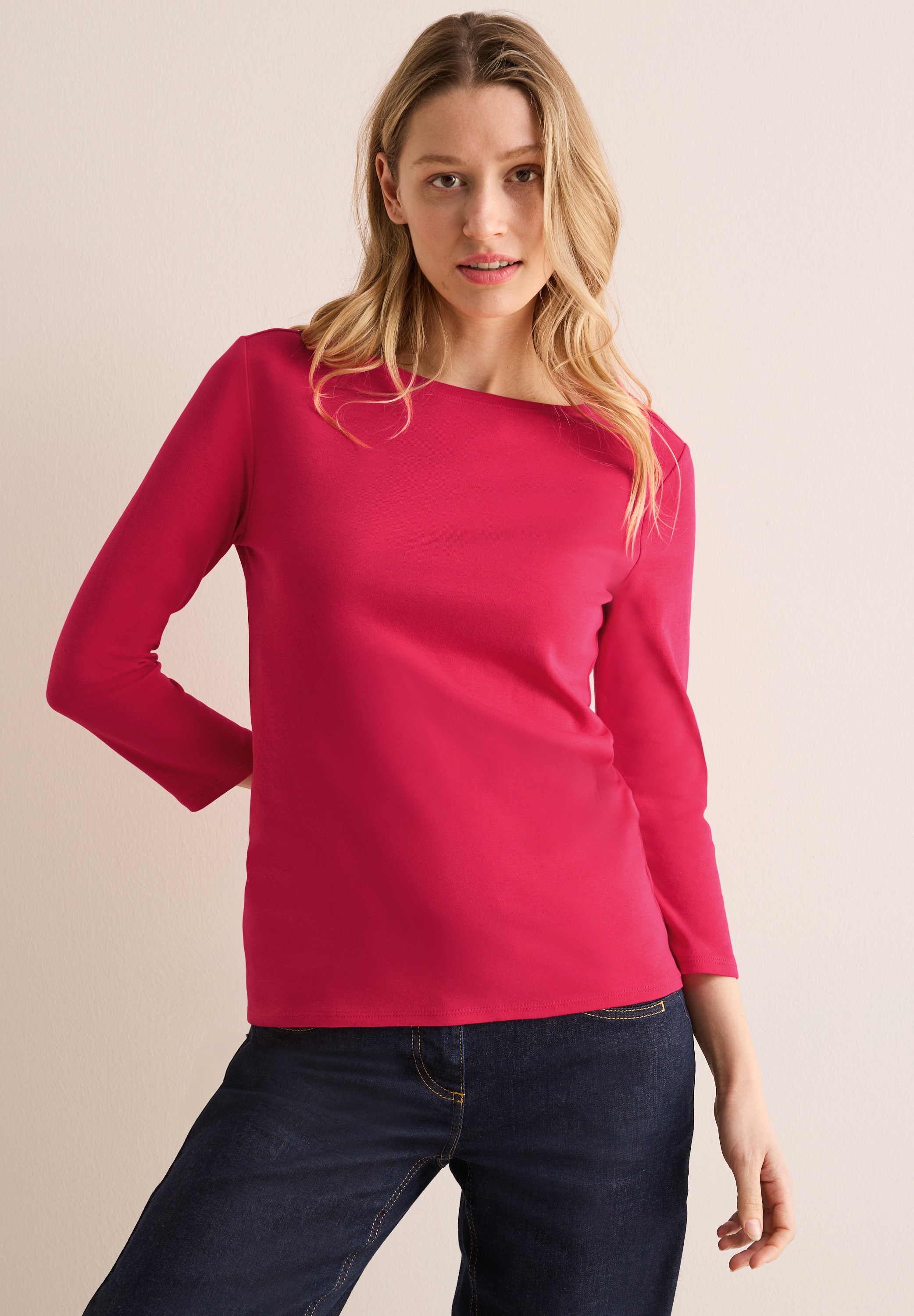 Cecil 3/4-Arm-Shirt »Basic Boatneck« mit U-Boot-Ausschnitt