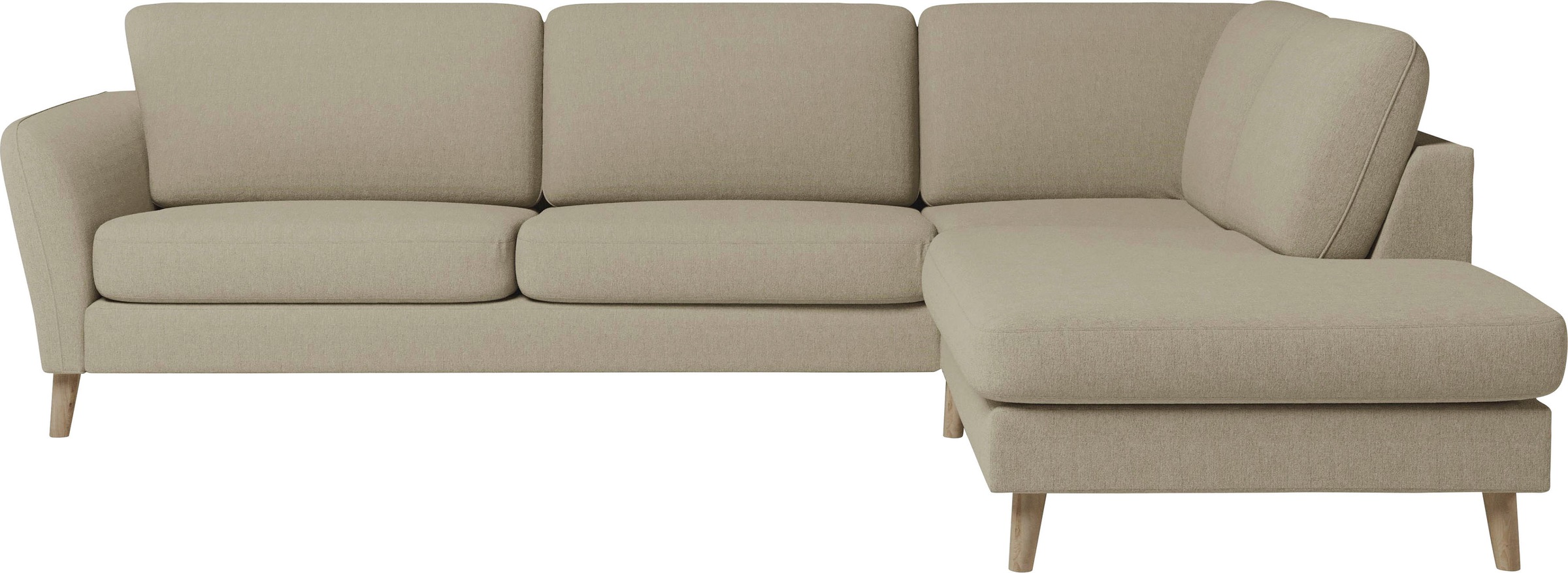 Home affaire Ecksofa »MARSEILLE 278/202 cm, L-Form, Ottom. rechts/links, verschiedene Bezüge«, Massivholzbeine Eiche, Landhausstil, Wellenunterfederung