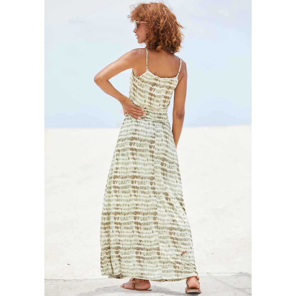 LASCANA Maxikleid, mit Rüschendetails und Gummi in der Taille, Sommerkleid, Strandkleid