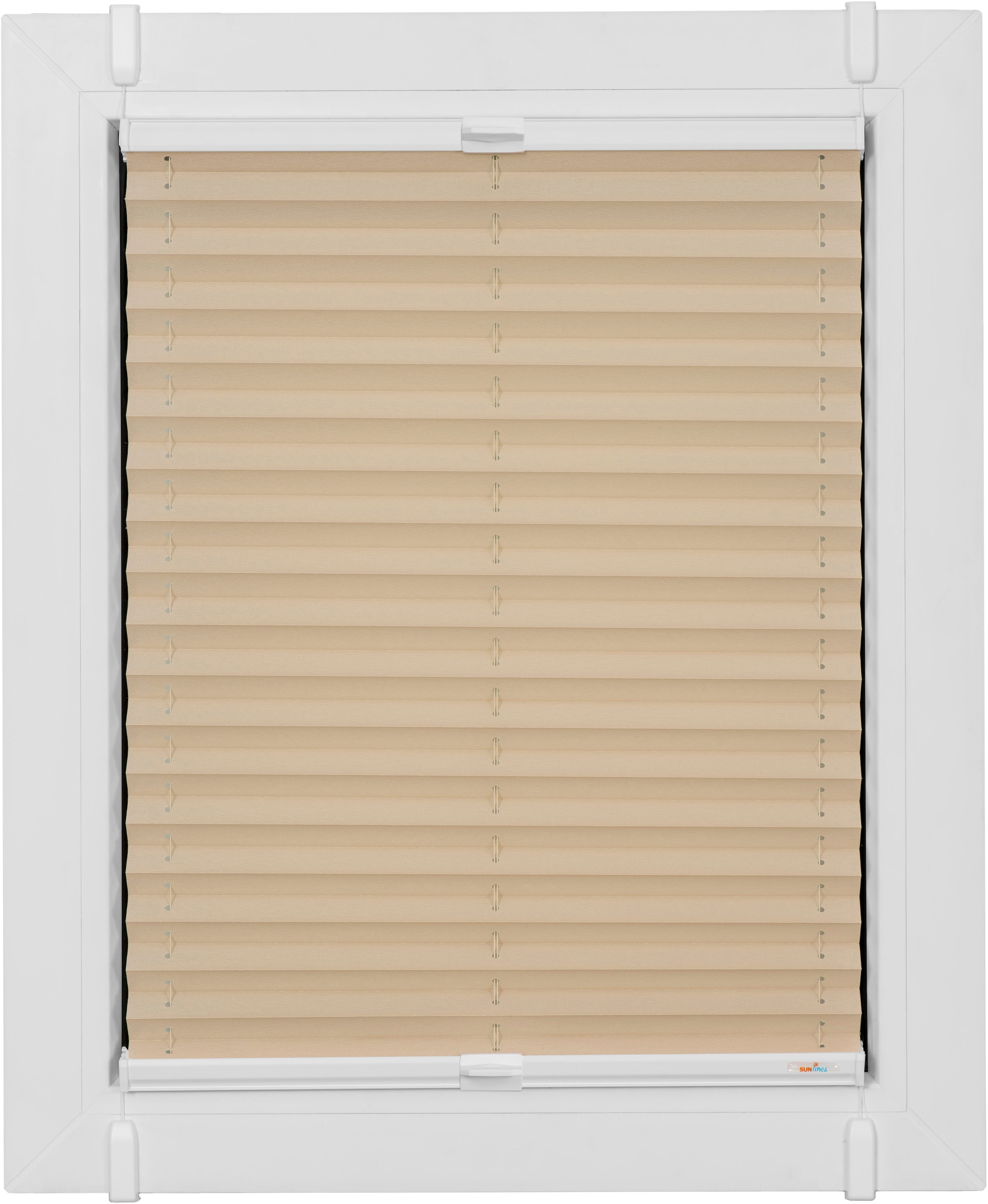 sunlines Plissee "One Size Style Crepe" blickdicht ohne Bohren verspannt Zubehörfarbe weiss, zum Klemmen