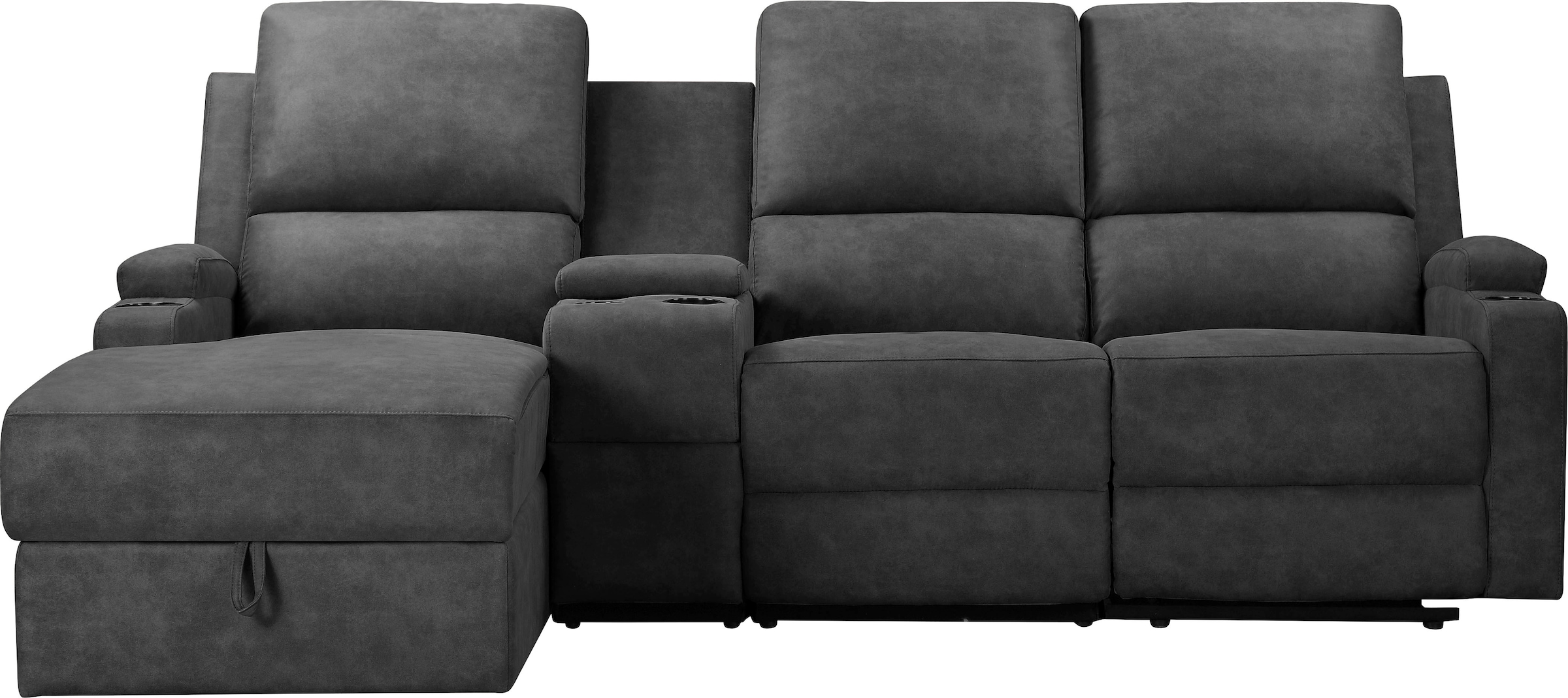 Home affaire Ecksofa »NAPORI Multimediasofa, 3er Kinosessel XXL, L-Form, 3 Bezugsstoffe«, Kinosofa mit Relaxfunktion, Getränkehalter, Staufach und Staukasten