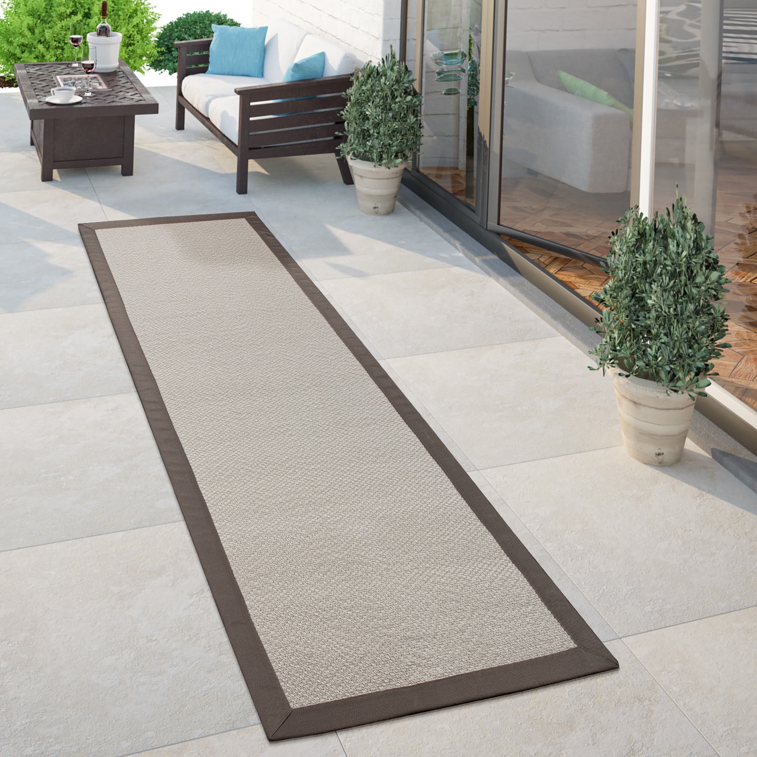 Paco Home Läufer »Sisala 270«, rechteckig, 4 mm Höhe, Teppich-Läufer, Flachgewebe, Sisal Optik, Bordüre, Outdoor geeignet