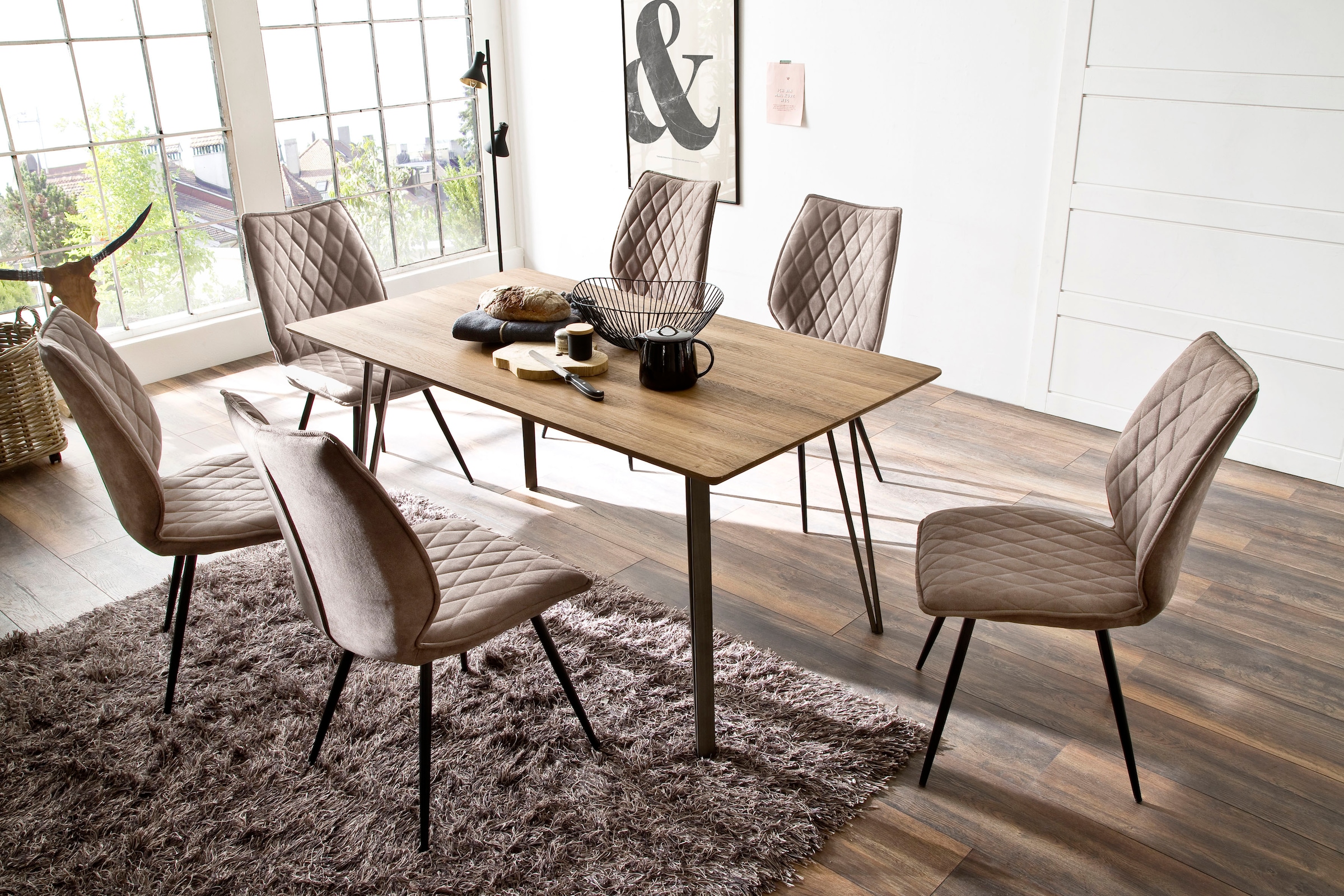 MCA furniture 4-Fussstuhl »Navarra«, 2 St., 2-er Set mit Stoffbezug, belastbar bis 120 kg, Komfortsitzhöhe 48 cm