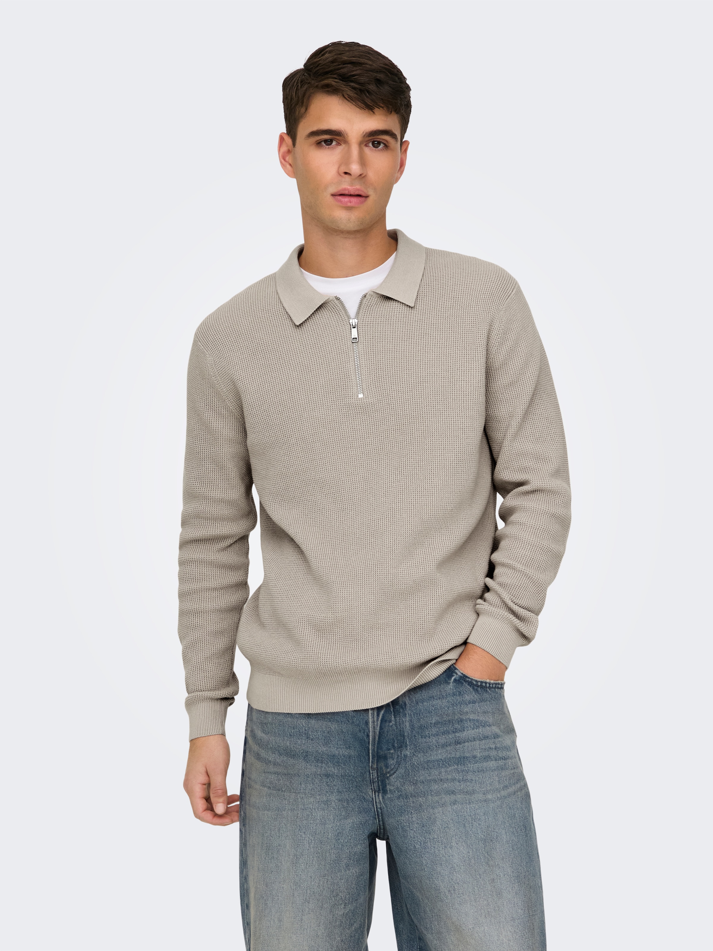 ONLY & SONS Polokragenpullover »ONSMATTEO LS ZIP POLO«