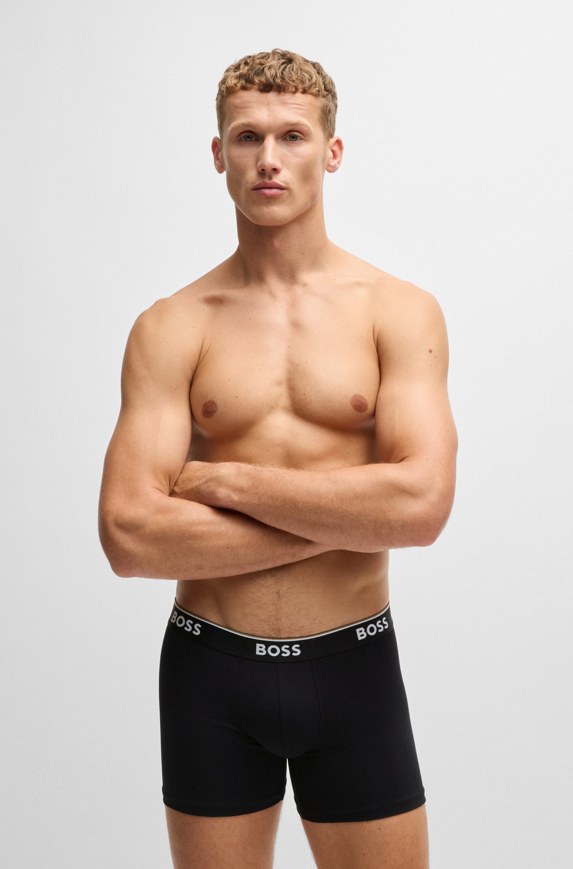 BOSS Langer Boxer »Brief 3 PACK«, mit farblich passendem Webbund