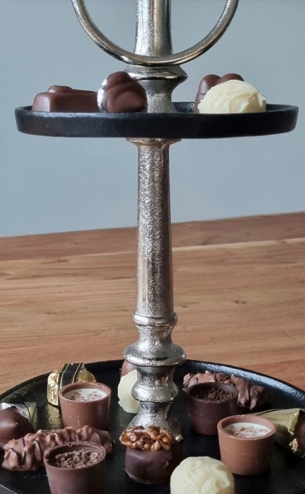 Ambiente Haus Etagere »Etagere 2 Stufen Silberfarben und Schwarz«, (1 tlg.)