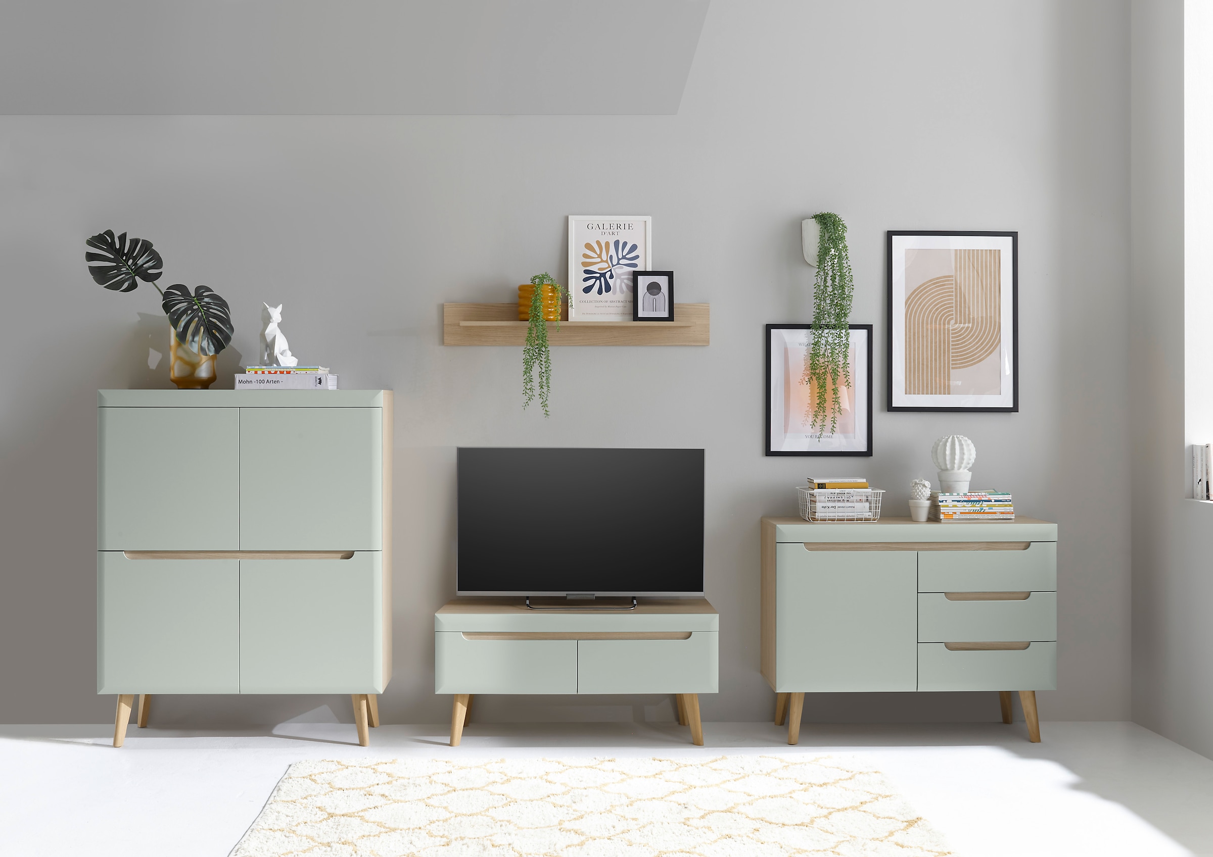 INOSIGN Wohnwand »Torge, Anbauwand, Schrankwand, Mediawand, Wohnzimmer-Set«, (4 St.), enthält Lowboard, Sideboard, Highboard + Wandboard, 361 cm breit