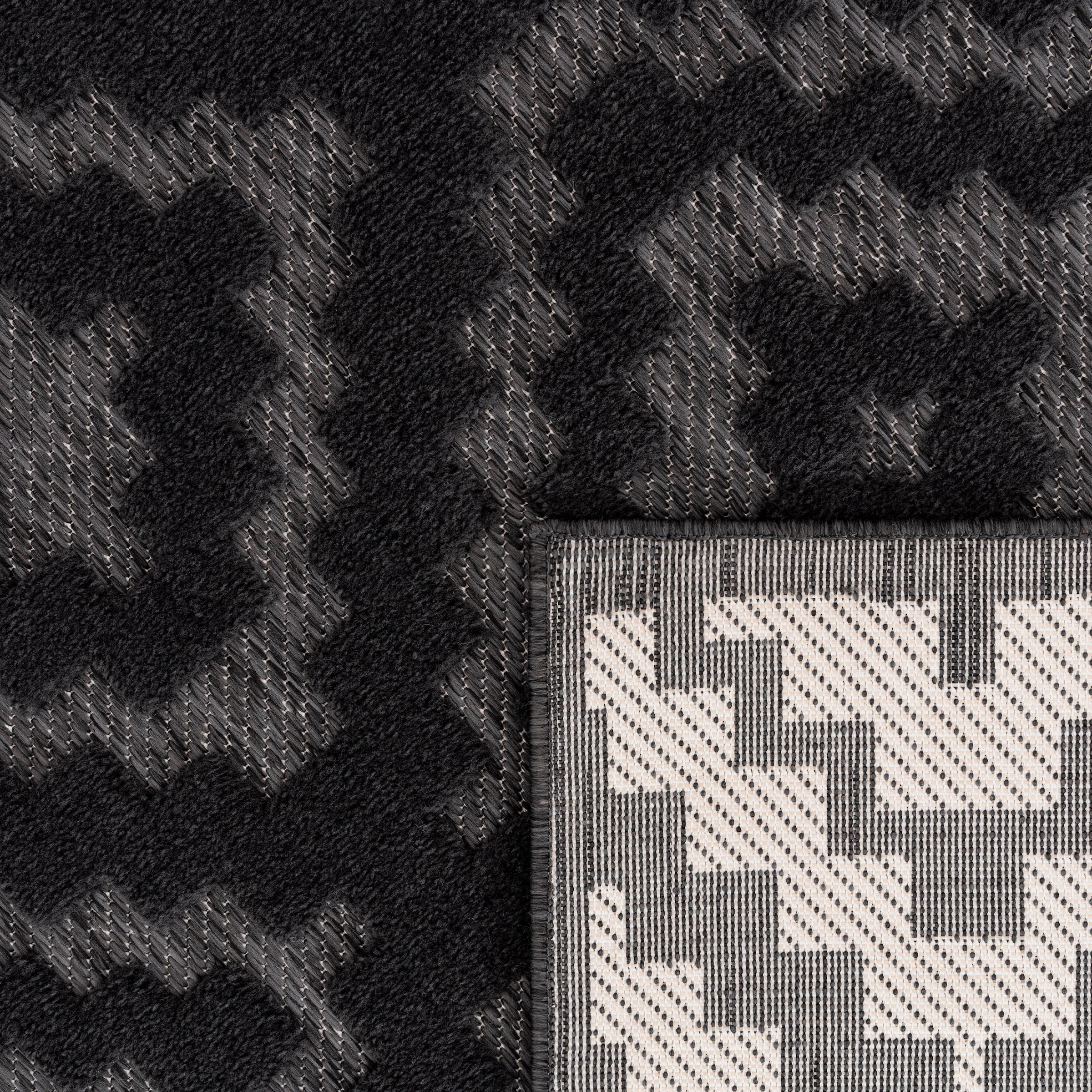 Paco Home Teppich »Livorno geeignet Jelmoli-Versand rechteckig, | 672«, Hoch-Tief Muster, online Rauten Scandi, Uni-Farben, Effekt, Outdoor kaufen