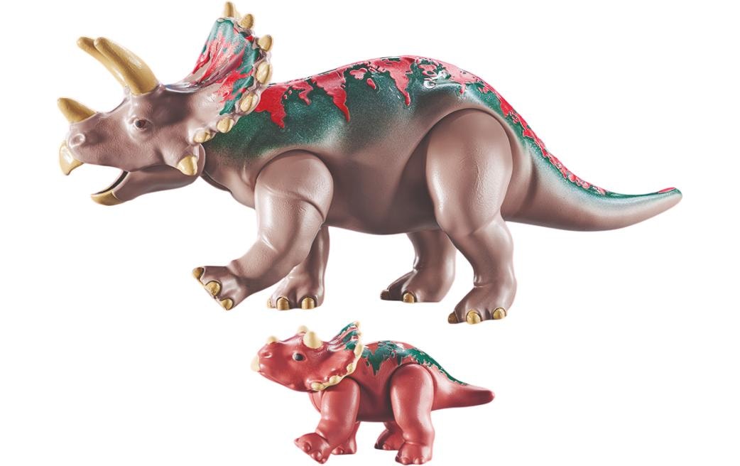 Playmobil® Spielbausteine »Dinos Triceratops mit Jungtier 71821«, (29 St.)