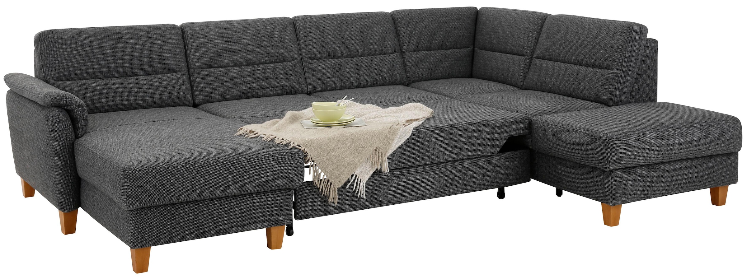 Home affaire Wohnlandschaft »Palmera U-Form«, Federkern, wahlweise mit Bettfunktion und mit/ohne Stauraum