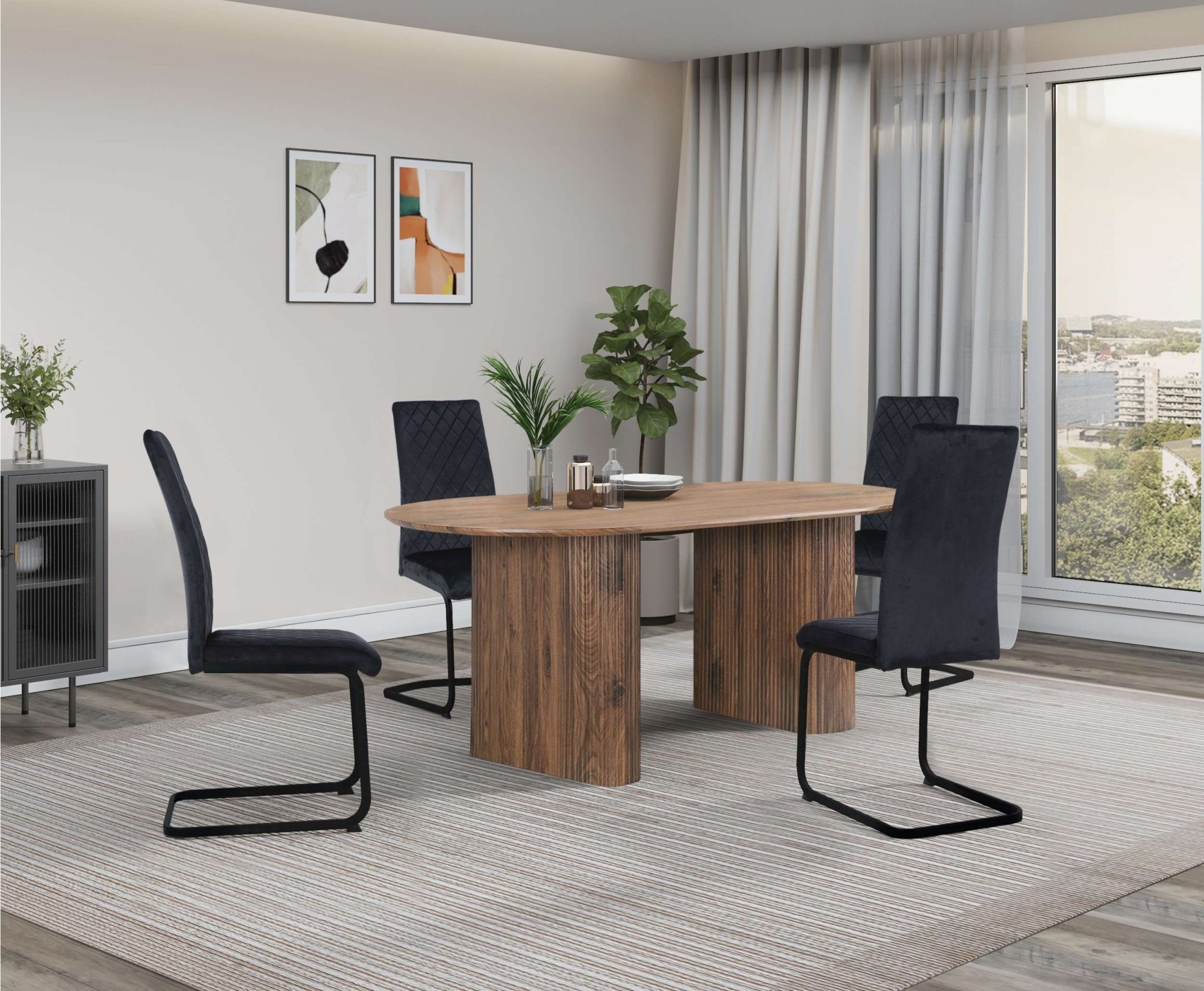 OTTO home Esstisch "Bostonia" ovaler Esstisch, Beine mit Rillenstruktur, pflegeleicht, Höhe 76 cm