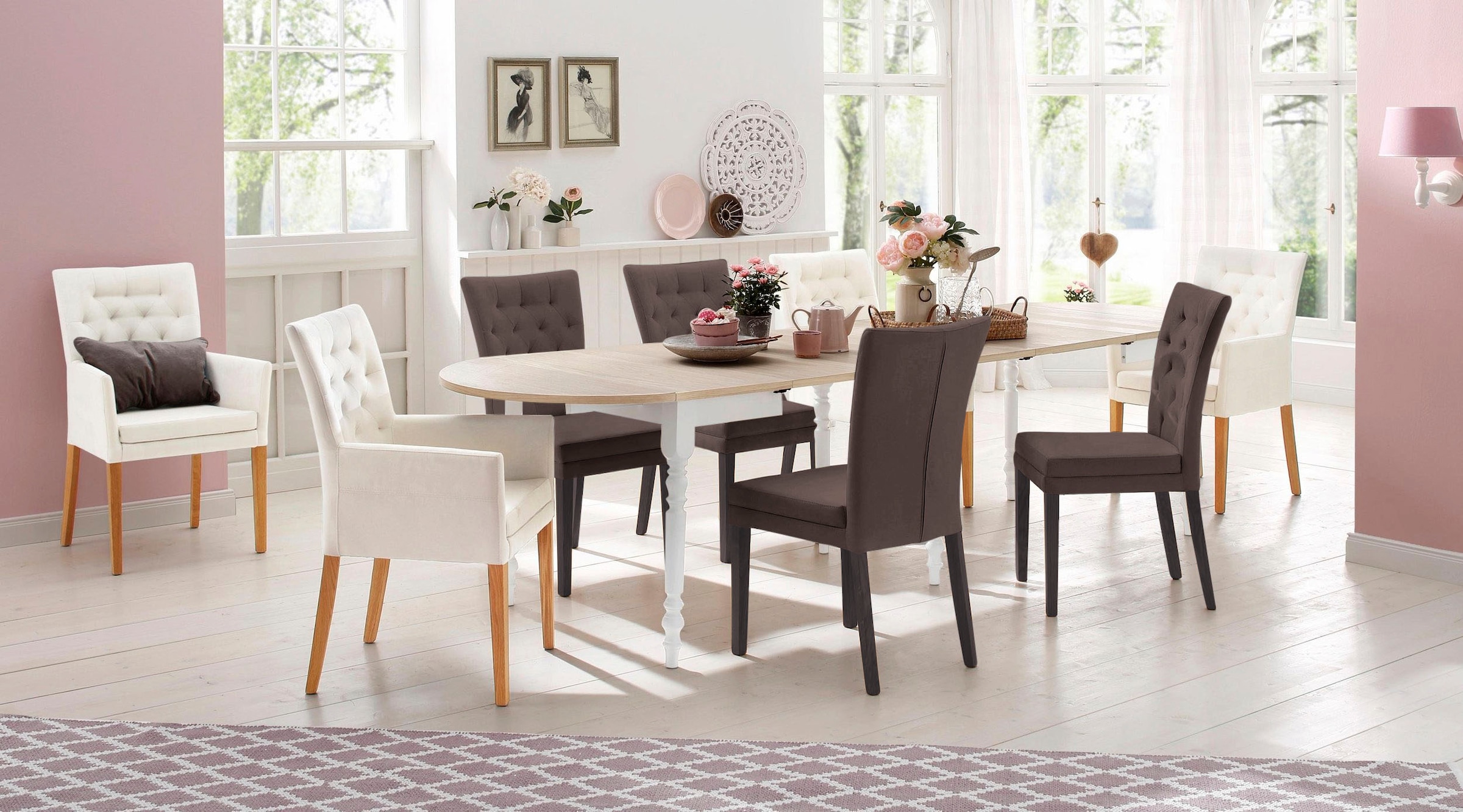 Home affaire 4-Fussstuhl »Colorado«, (Set), 6 St., Luxus-Microfaser, Beine aus Buche, wengefarben lackiert, Im 2er, 4er oder 6er-Set