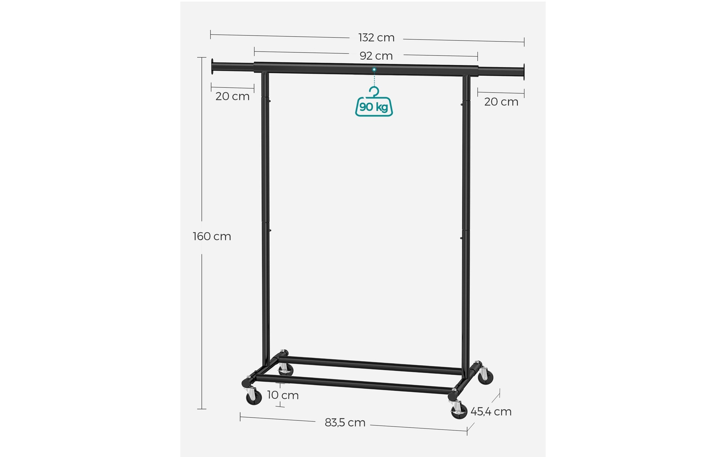 SONGMICS Garderobenständer »92 - 132cm, Schwarz«